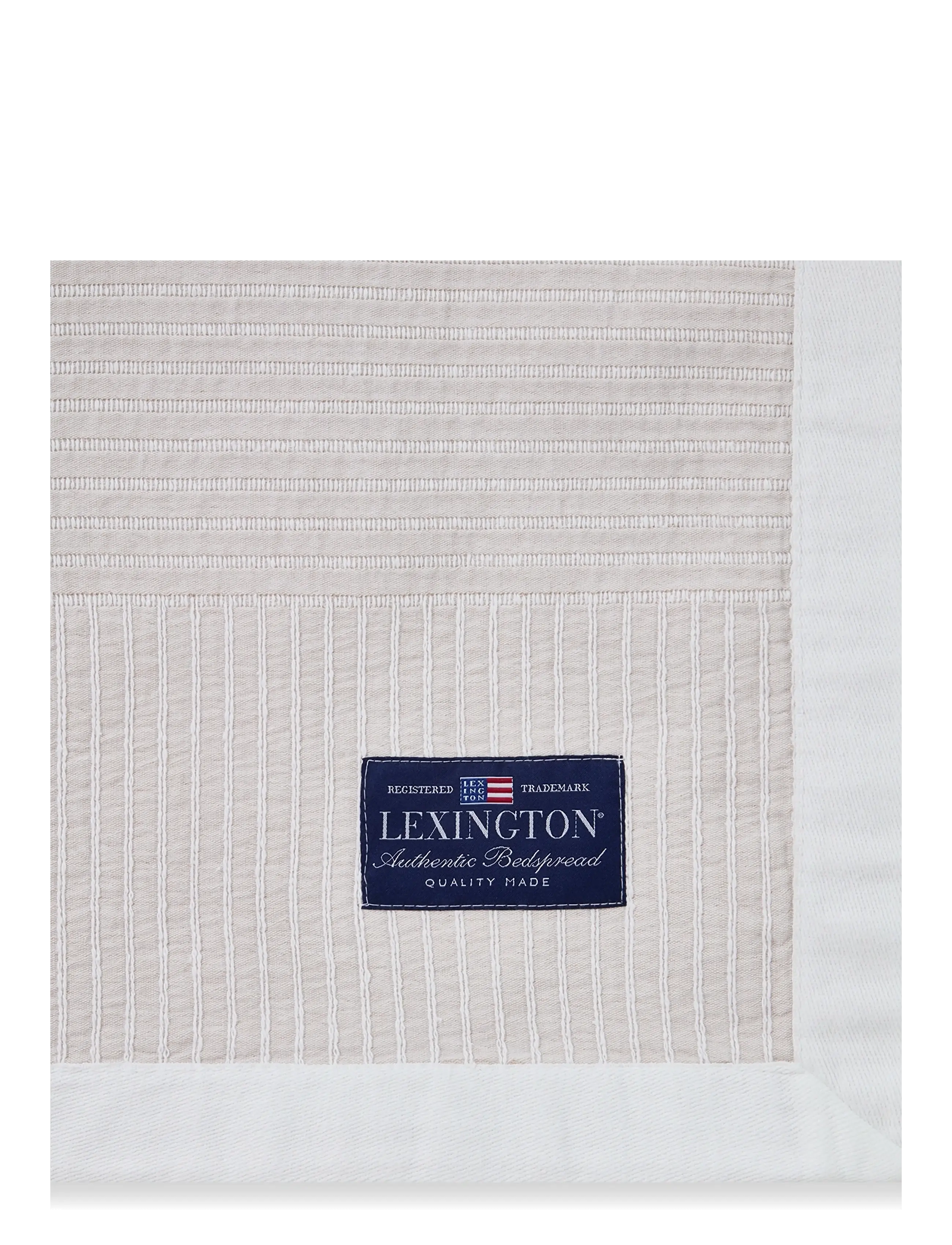 Lexington Home - Stripe Checked Organic Cotton Jacquard Bedspread - sengetæpper - beige/white - 2
