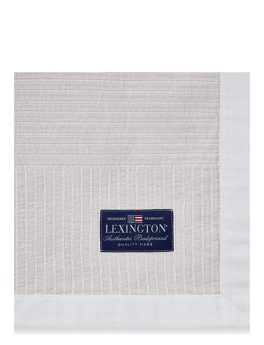 Lexington Home - Stripe Checked Organic Cotton Jacquard Bedspread - tagesdecken - beige/white - 2