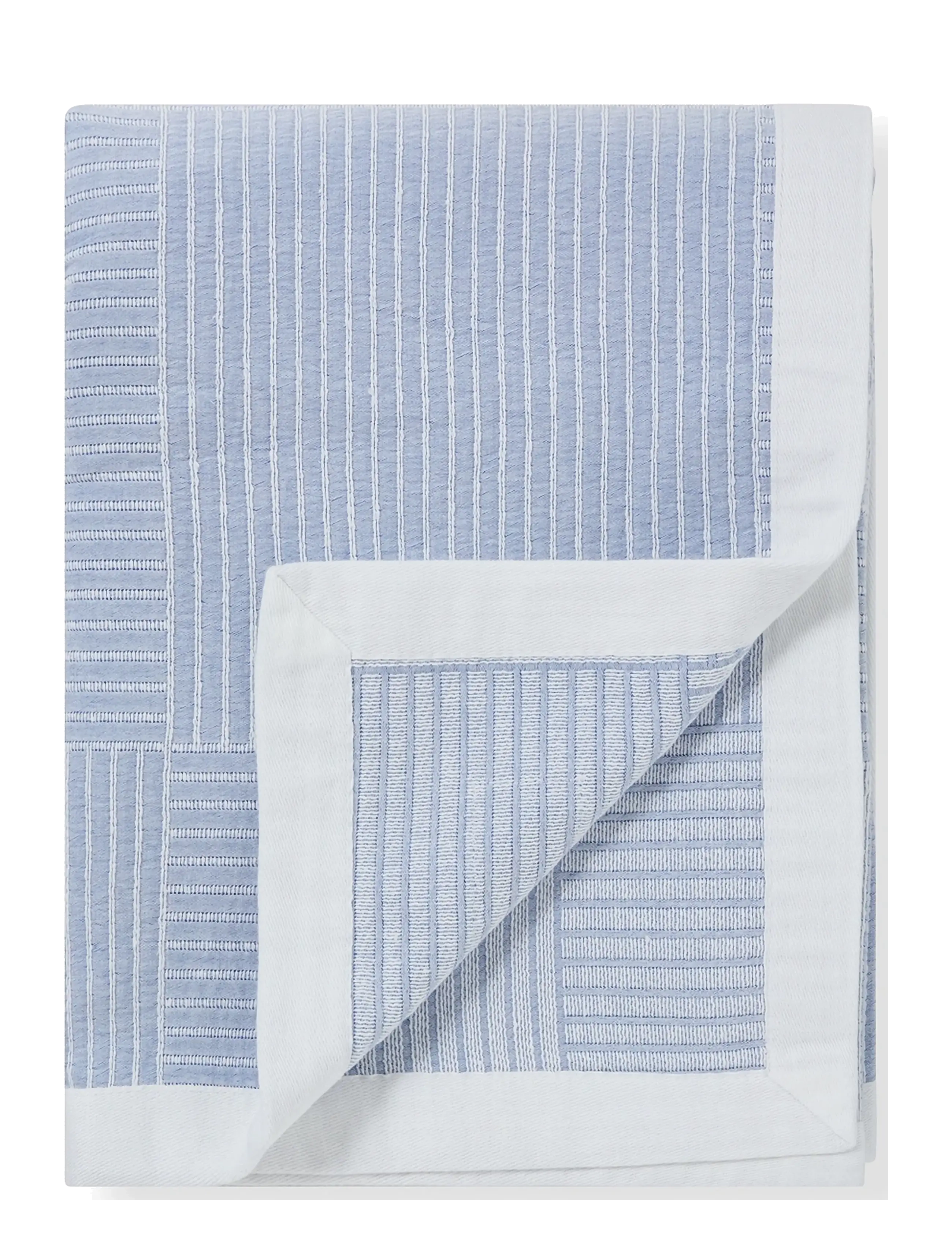 Lexington Home - Stripe Checked Organic Cotton Jacquard Bedspread - tagesdecken - blue/white - 1