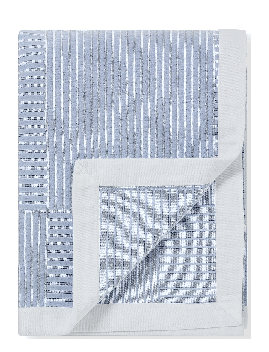Lexington Home - Stripe Checked Organic Cotton Jacquard Bedspread - voodikatted - blue/white - 1