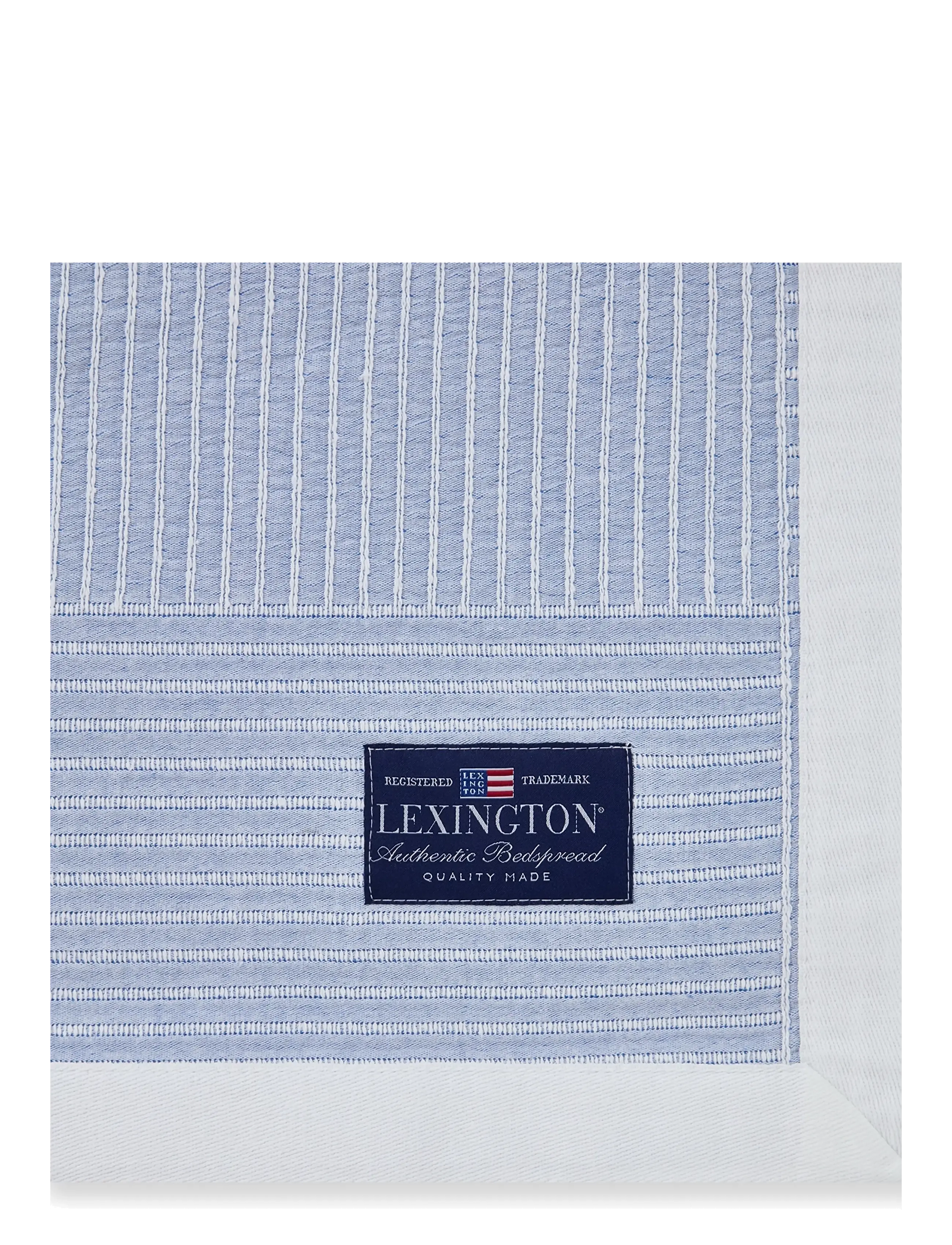 Lexington Home - Stripe Checked Organic Cotton Jacquard Bedspread - tagesdecken - blue/white - 2