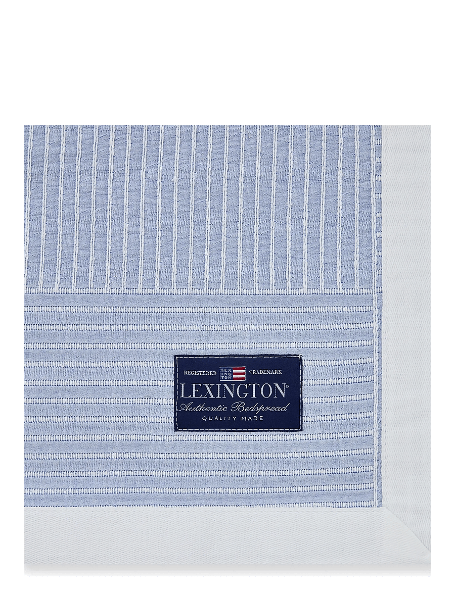 Lexington Home - Stripe Checked Organic Cotton Jacquard Bedspread - voodikatted - blue/white - 2