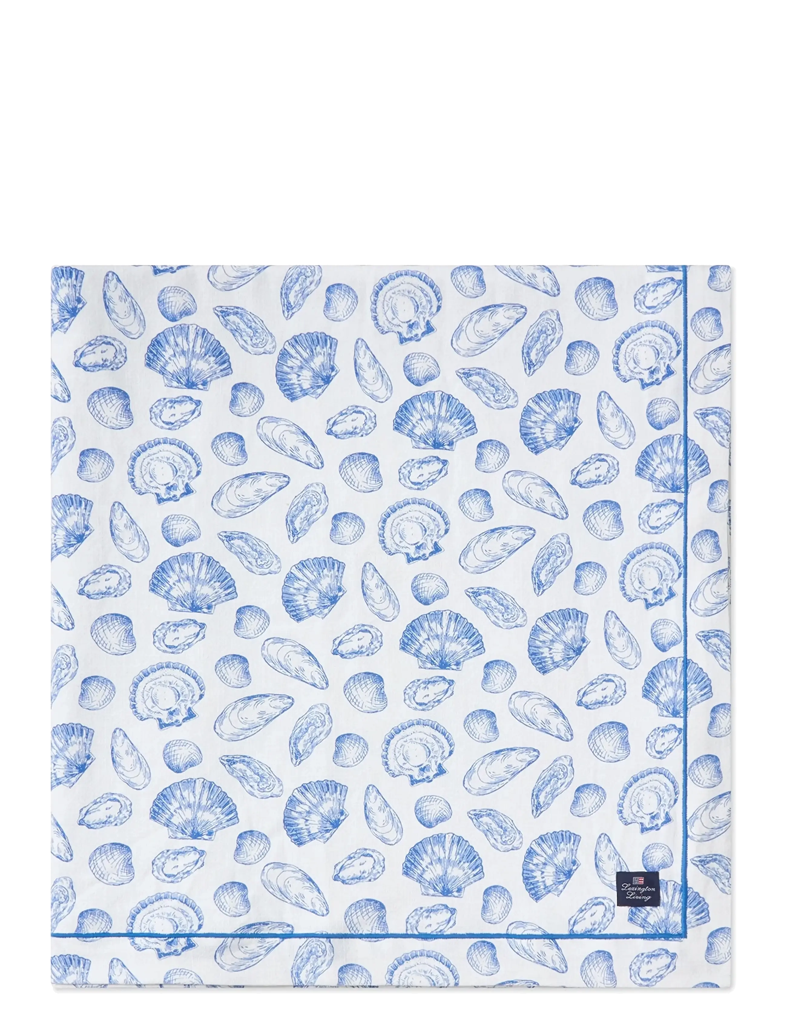 Lexington Home Shell Printed Organic Cotton Tablecloth - Nýkomið - WHITE/BLUE / blue