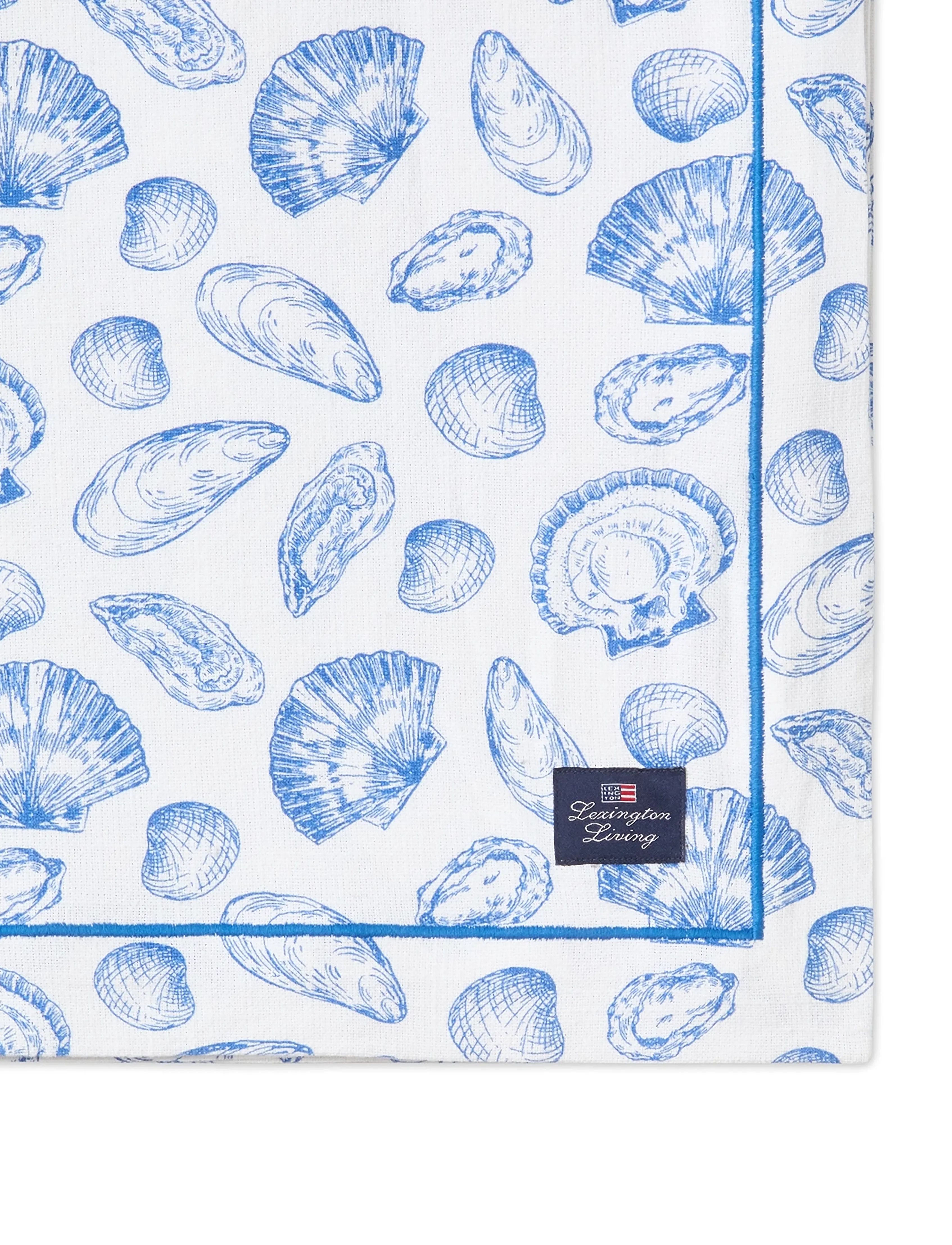 Lexington Home - Shell Printed Organic Cotton Tablecloth - white/blue - 1