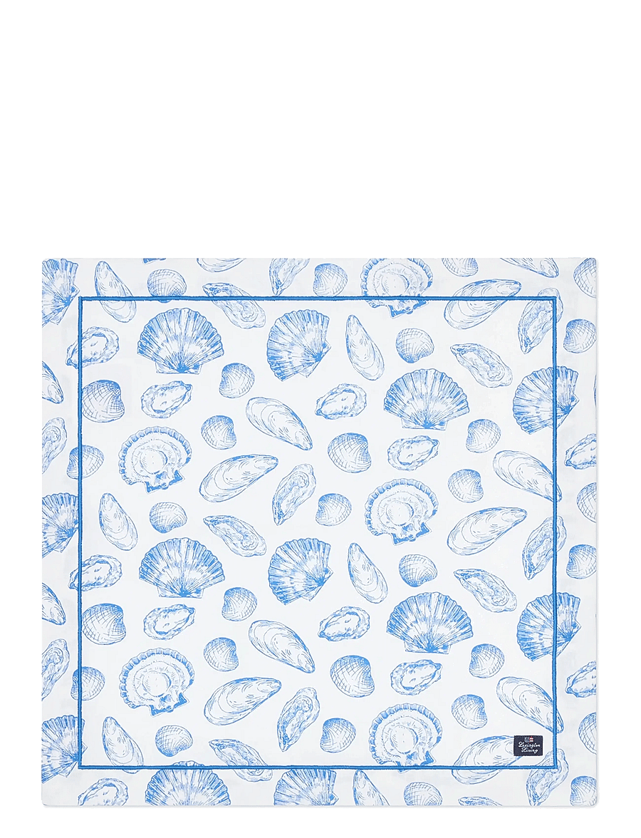 Lexington Home - Shell Printed Organic Cotton Napkin - linased ja puuvillased salvrätikud - white/blue - 0
