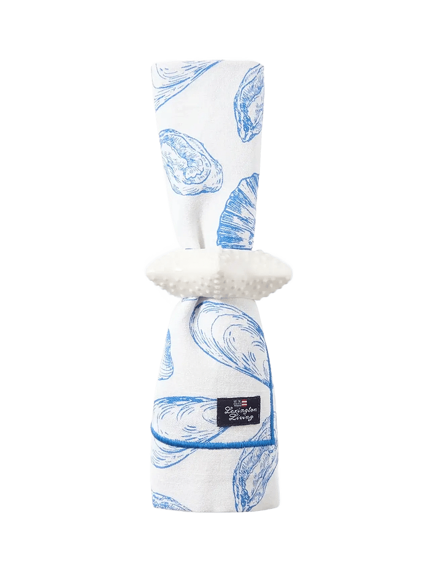 Lexington Home - Shell Printed Organic Cotton Napkin - linased ja puuvillased salvrätikud - white/blue - 1