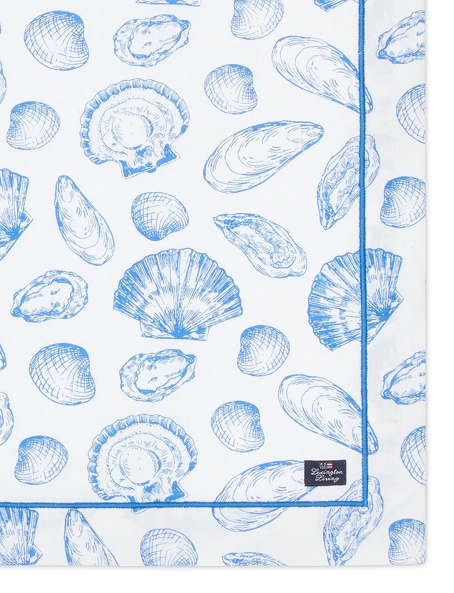 Lexington Home - Shell Printed Organic Cotton Napkin - linased ja puuvillased salvrätikud - white/blue - 2