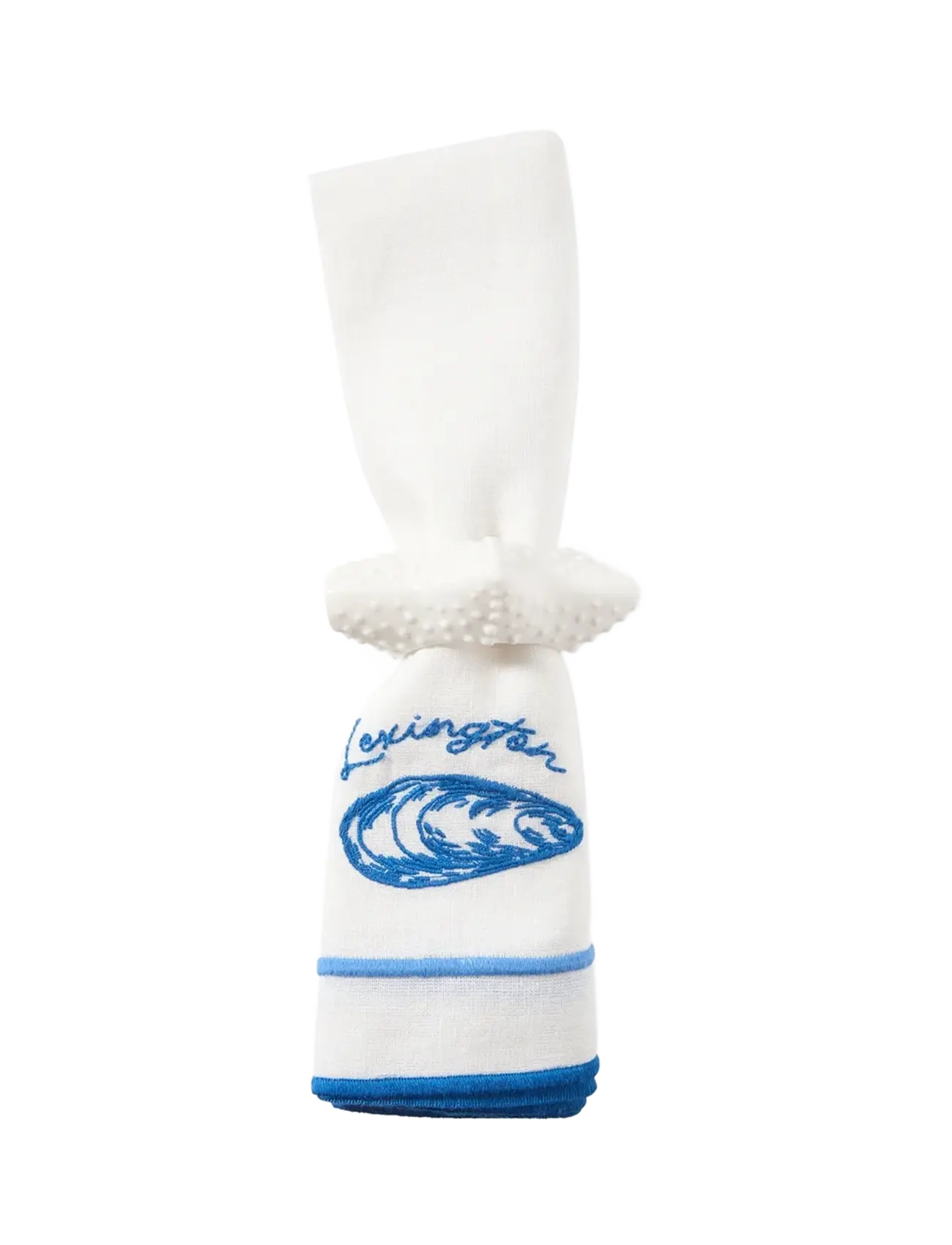Lexington Home - Linen/Cotton Napkin with Embroidery - serviettes en tissu - white/blue - 1