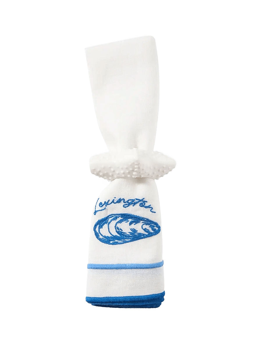 Lexington Home - Linen/Cotton Napkin with Embroidery - linased ja puuvillased salvrätikud - white/blue - 1