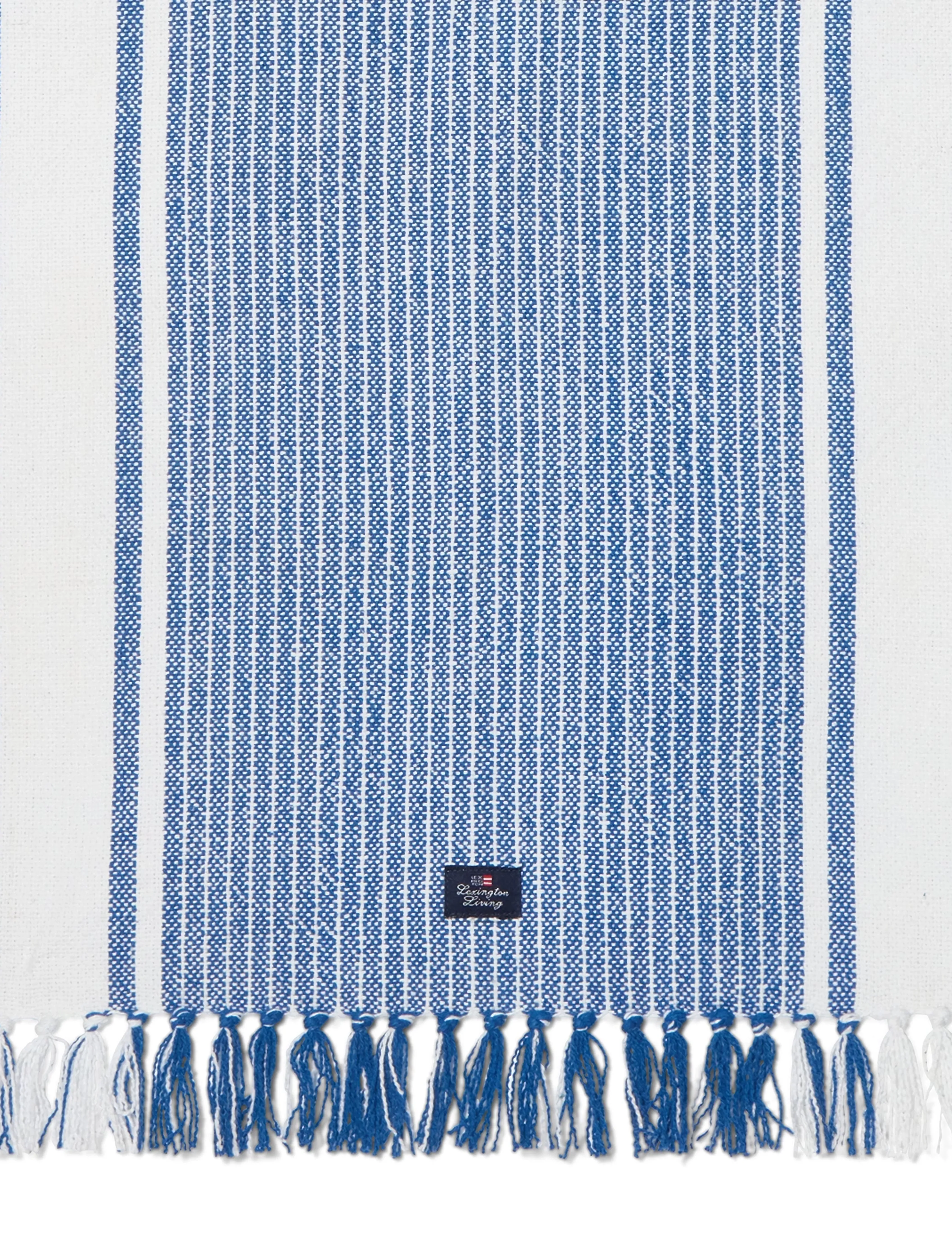 Lexington Home - Striped Organic Cotton Runner with Fringes - nappes et chemins de table - white/blue - 2