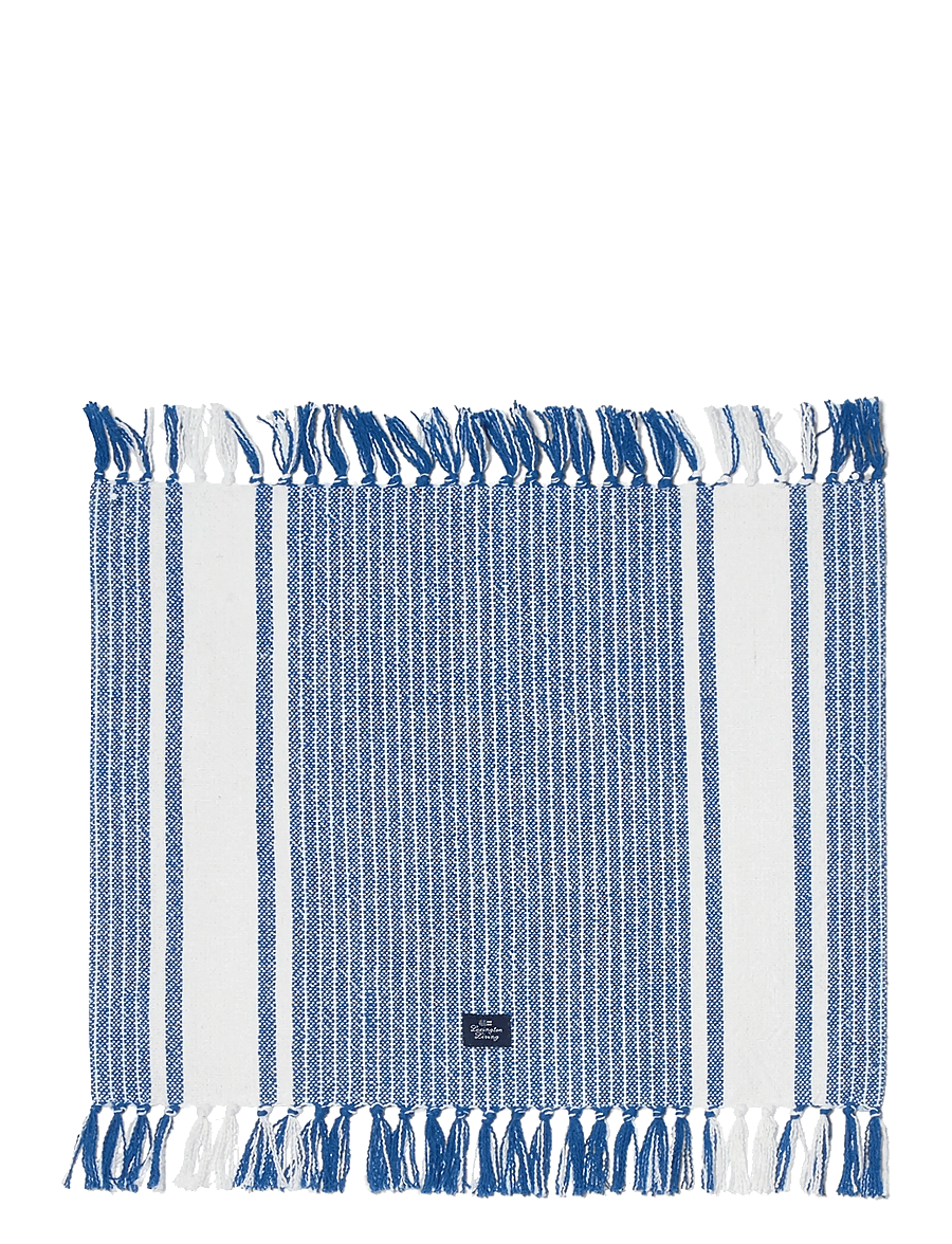 Lexington Home - Striped Organic Cotton Placemat with Fringes - taldrikualused - white/blue - 1
