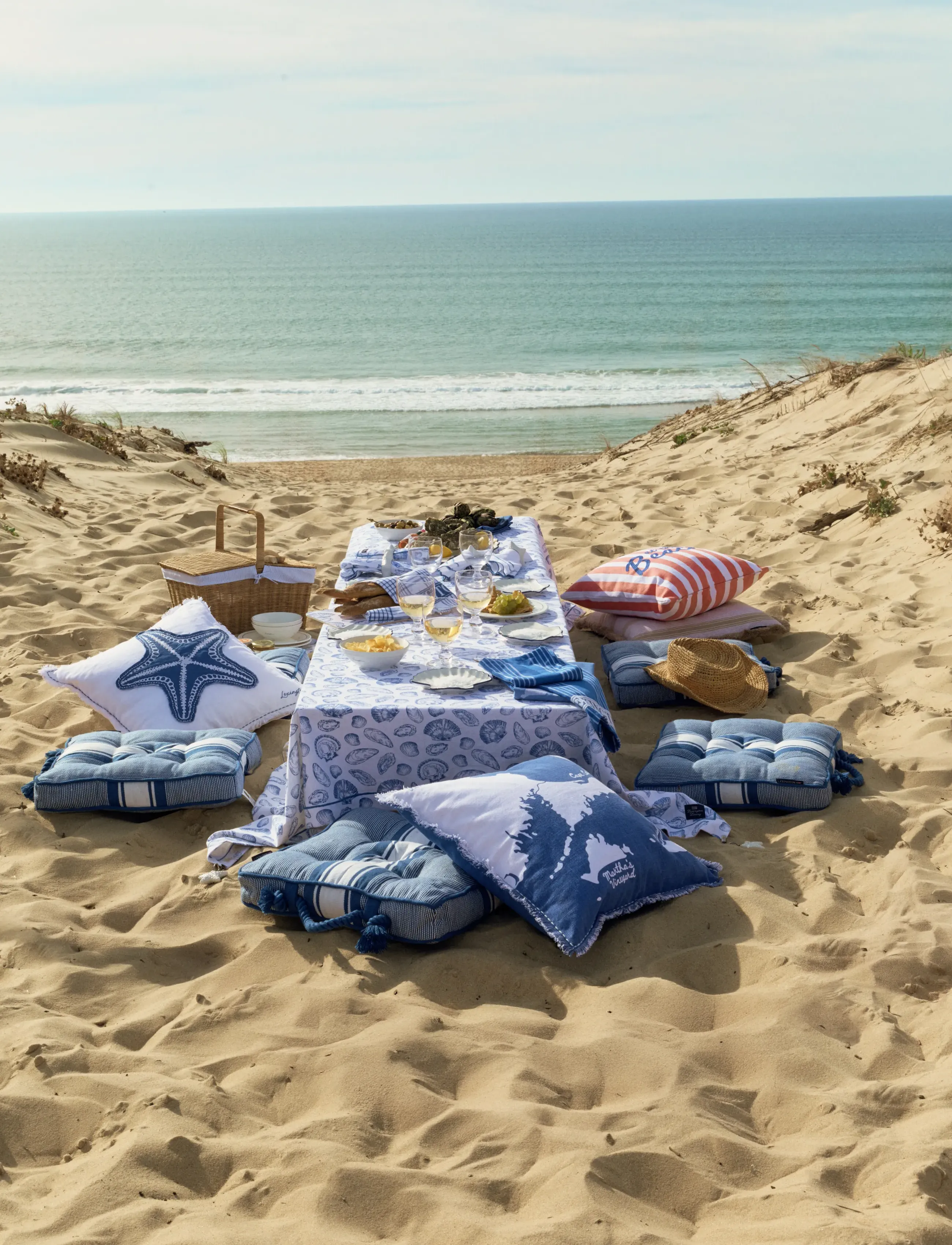 Lexington Home Striped Organic Cotton Placemat With Fringes, 40X50, Tableware, Blau - Placemats, Homeware