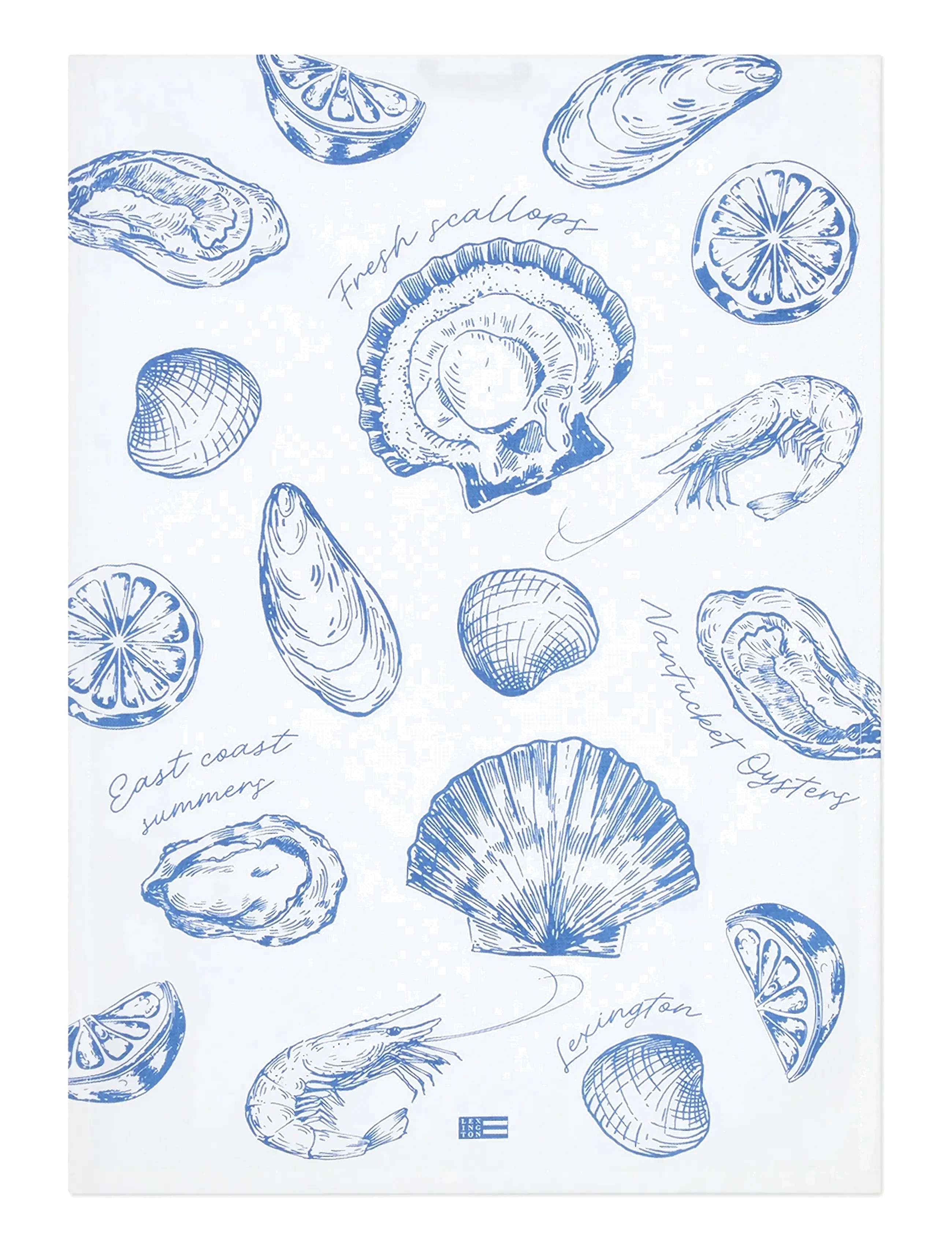 Lexington Home - Shell Printed Organic Cotton Kitchen Towel - white/blue - 1