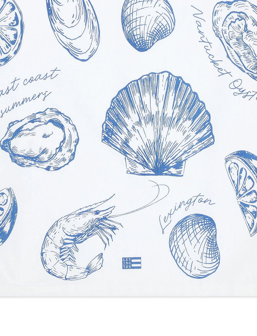 Lexington Home - Shell Printed Organic Cotton Kitchen Towel - köögirätikud - white/blue - 2