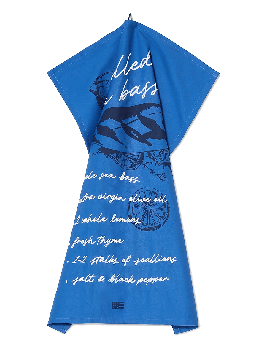 Lexington Home - Grilled Sea Bass Organic Cotton Kitchen Towel - küchenhandtücher - blue - 0