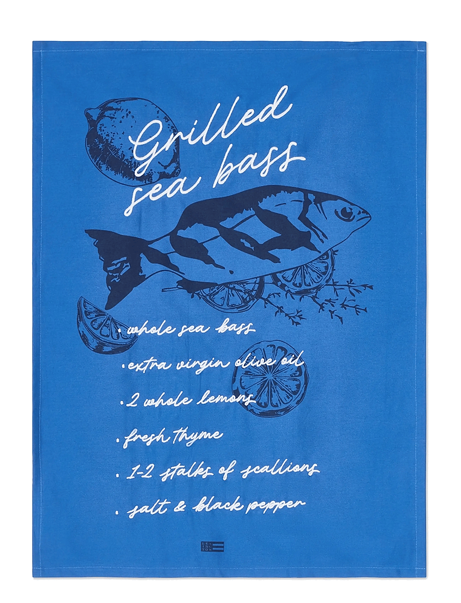 Lexington Home - Grilled Sea Bass Organic Cotton Kitchen Towel - küchenhandtücher - blue - 1