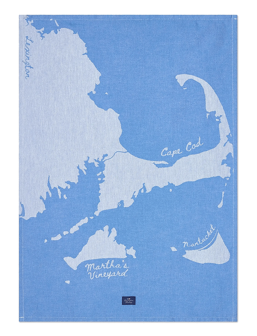 Lexington Home - Cape Cod Org Cotton Jacquard Kitchen Towel - köögirätikud - blue/white - 1