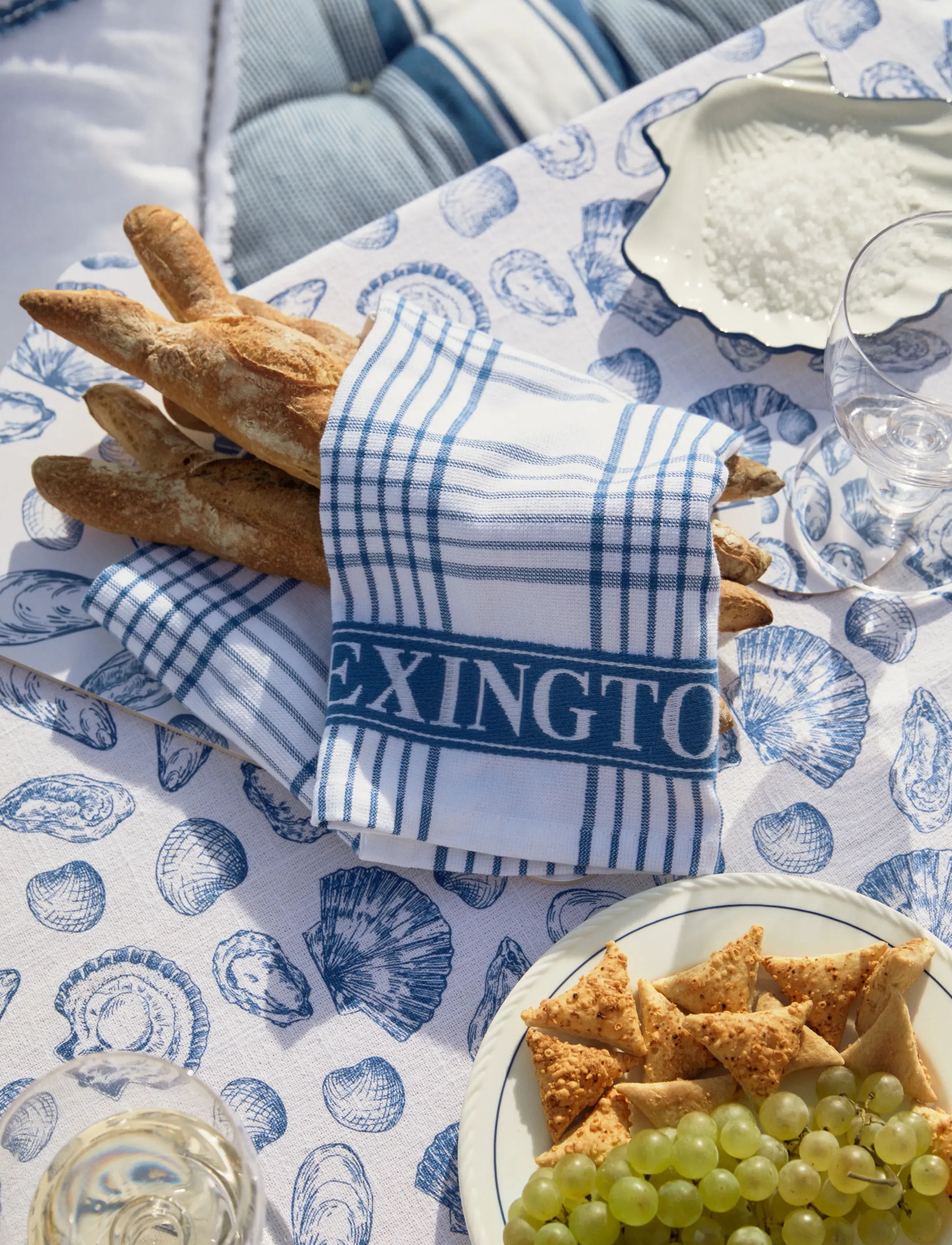 Lexington Home Checked Org Cotton Terry Kitchen Towel, 50X70, Textiles, Weiß - Towels, Homeware