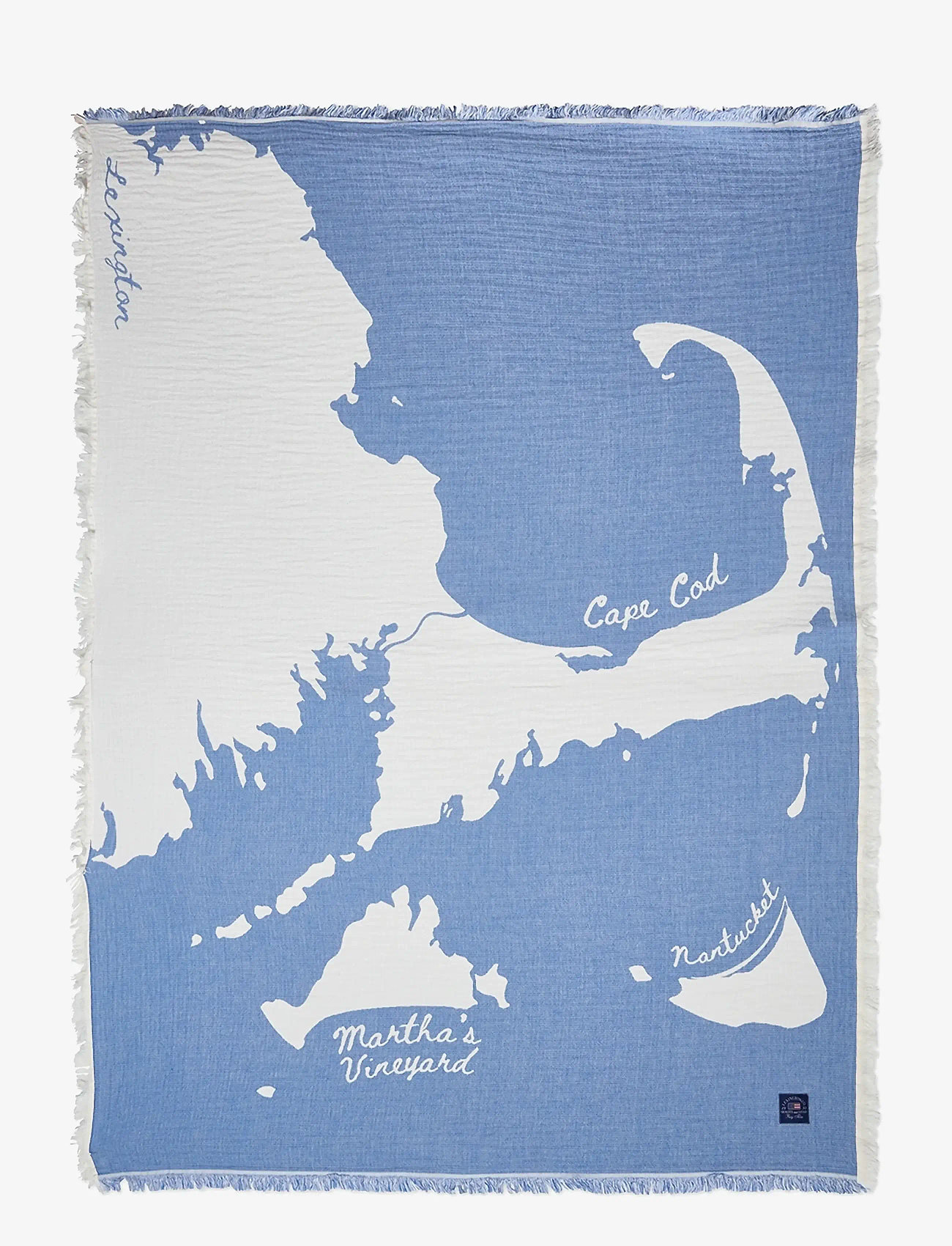 Lexington Home - Map Organic Cotton Jacquard Blanket - tekstiilid välitingimustes - blue/white - 0