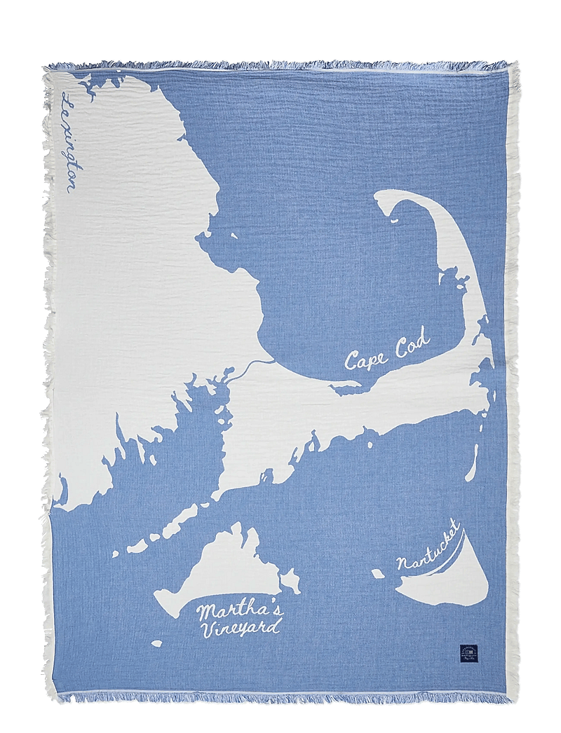 Lexington Home - Map Organic Cotton Jacquard Blanket - tekstiilid välitingimustes - blue/white - 0