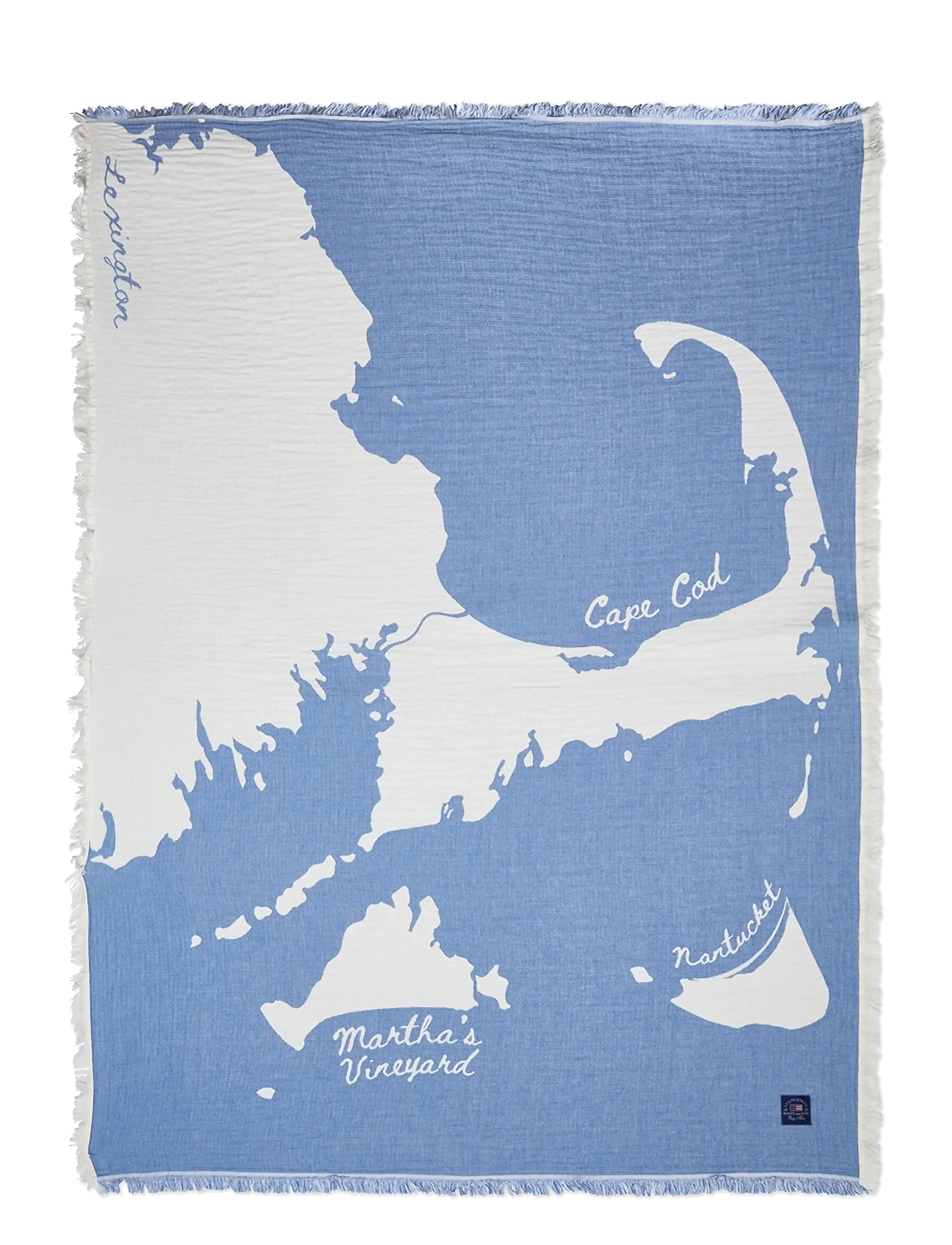 Lexington Home Map Organic Cotton Jacquard Blanket - Tekstiler - BLUE/WHITE / blue