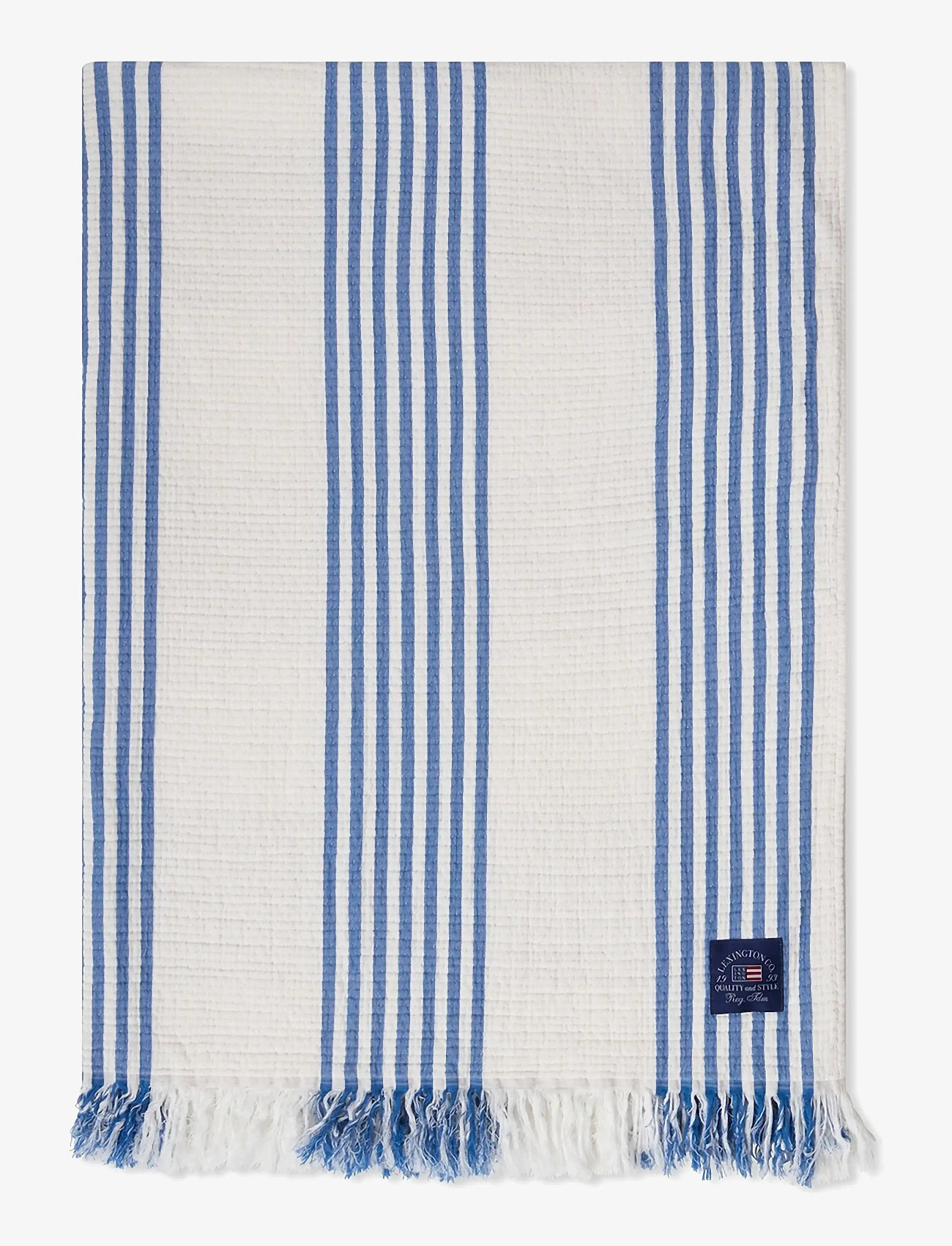 Lexington Home - Striped/Checked Organic Cotton Throw - white/blue/beige - 0