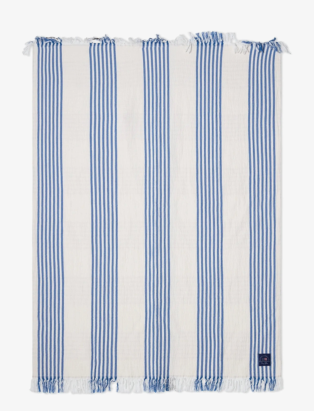 Lexington Home - Striped/Checked Organic Cotton Throw - white/blue/beige - 1