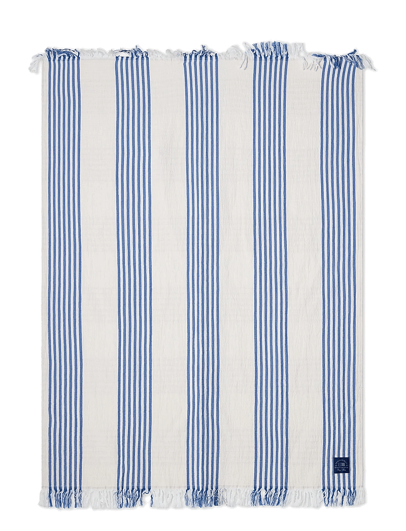 Lexington Home - Striped/Checked Organic Cotton Throw - white/blue/beige - 1