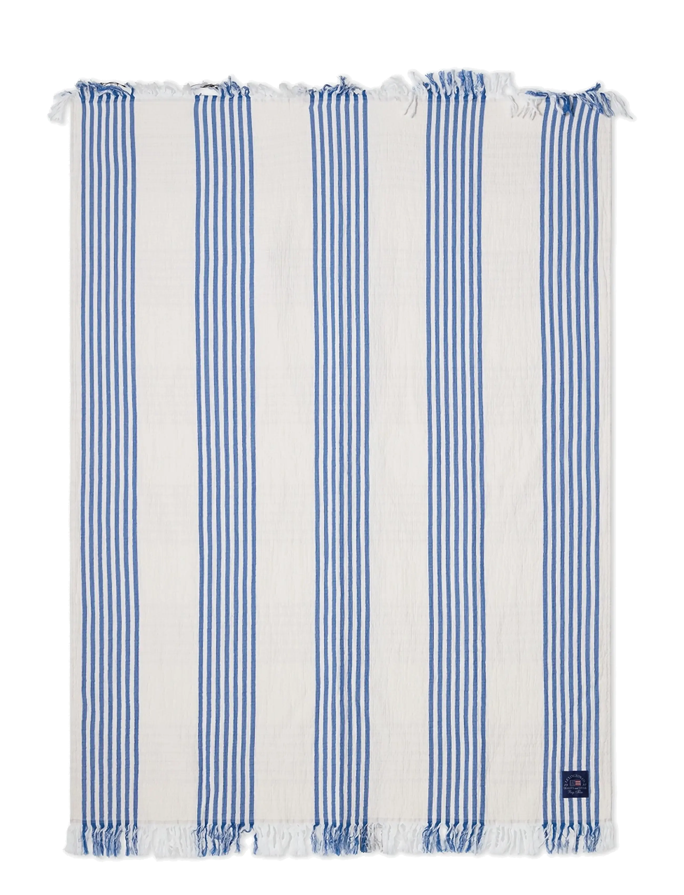 Lexington Home - Striped/Checked Organic Cotton Throw - white/blue/beige - 1