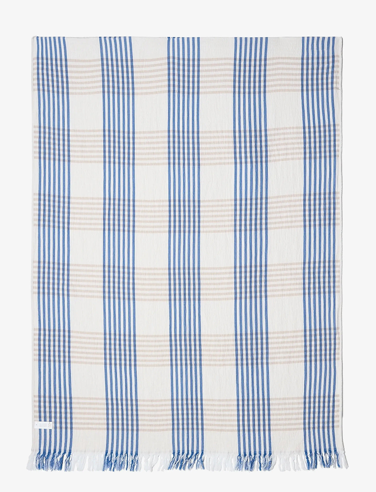Lexington Home - Striped/Checked Organic Cotton Throw - white/blue/beige - 2