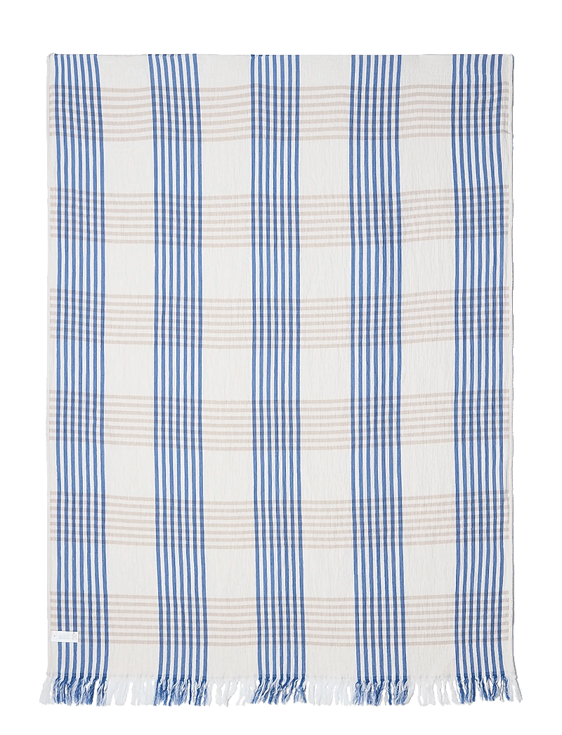 Lexington Home - Striped/Checked Organic Cotton Throw - white/blue/beige - 2