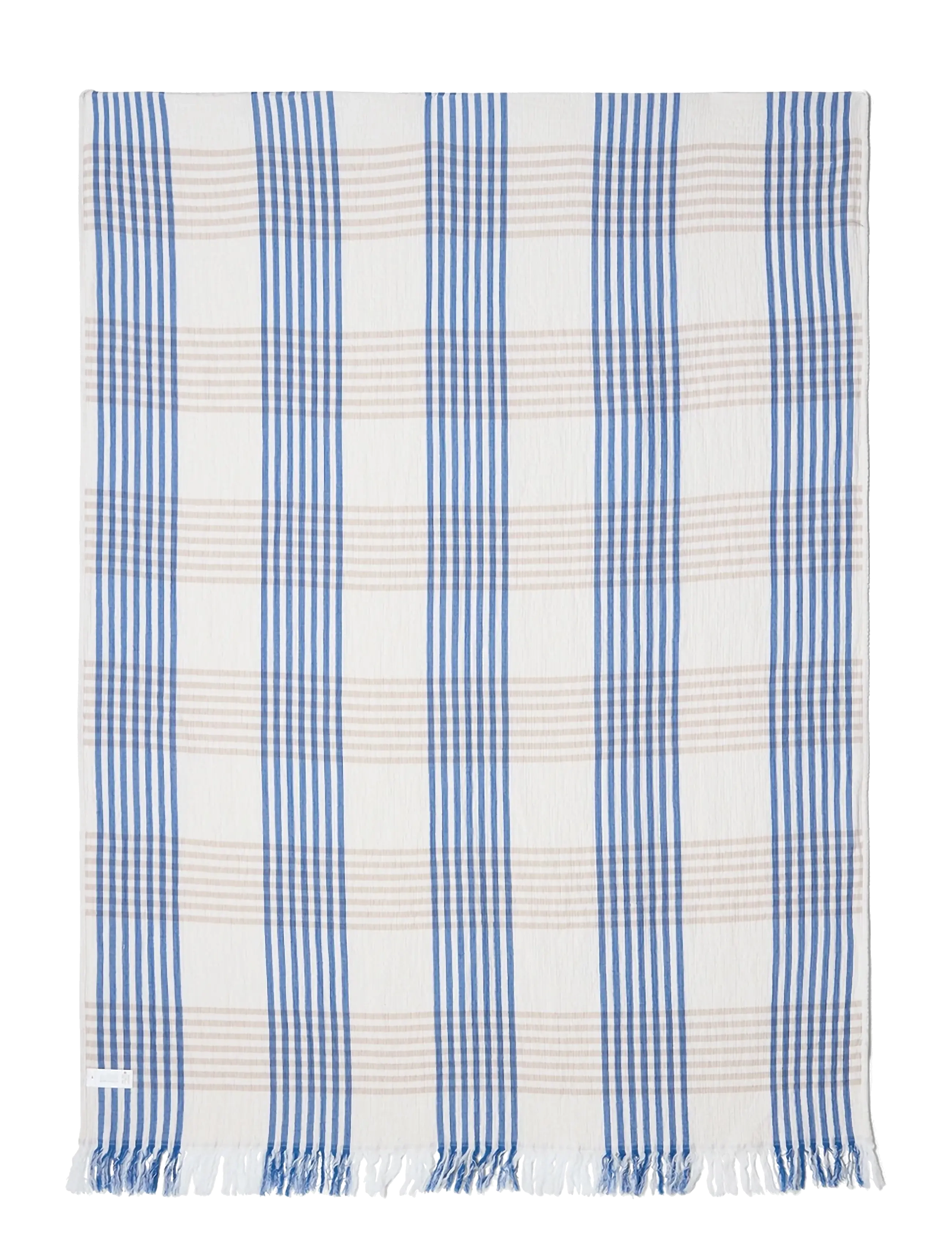 Lexington Home - Striped/Checked Organic Cotton Throw - white/blue/beige - 2