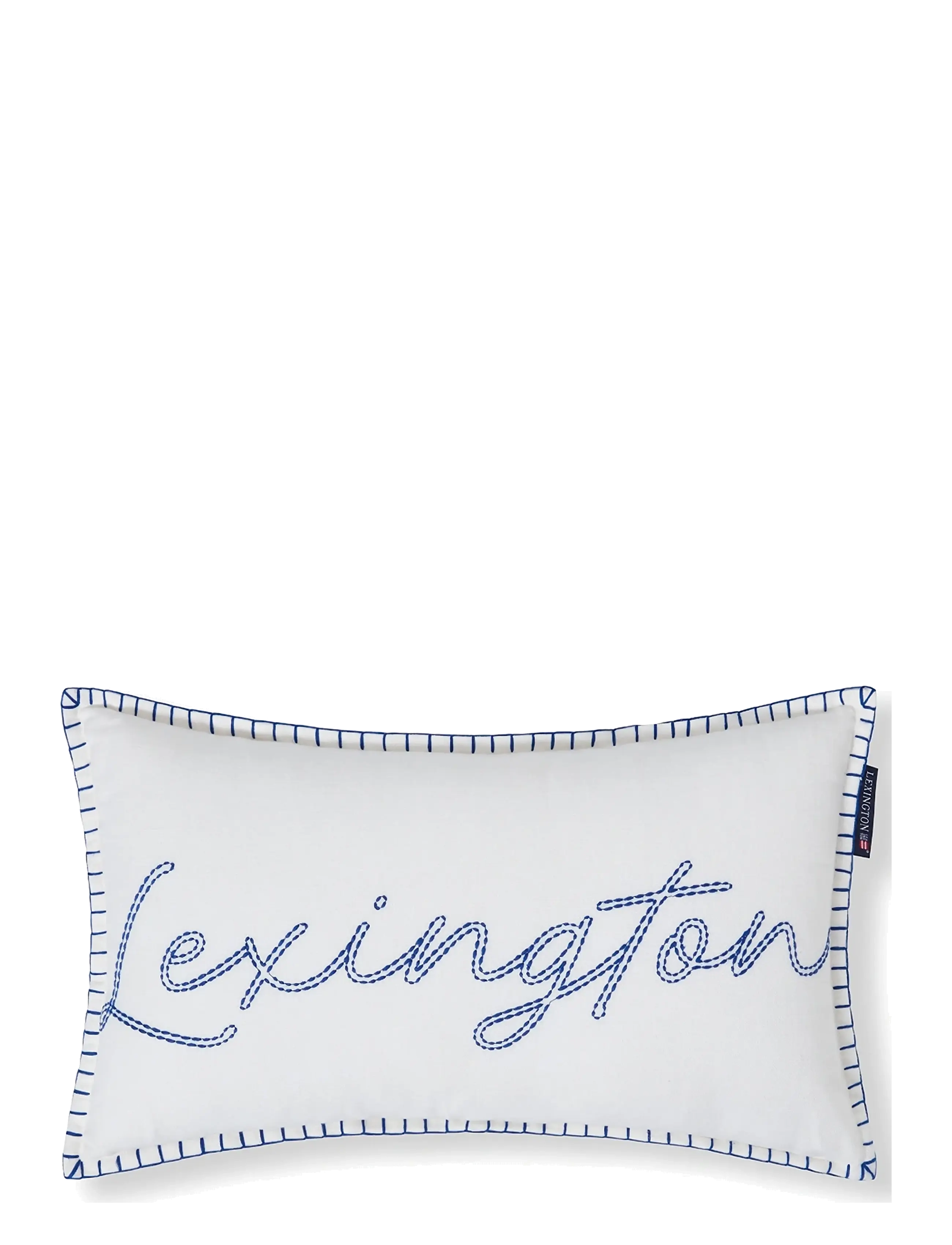 Lexington Home Logo Linen/Cotton 50x30 Pillow - Barnaherbergið - WHITE/BLUE / white