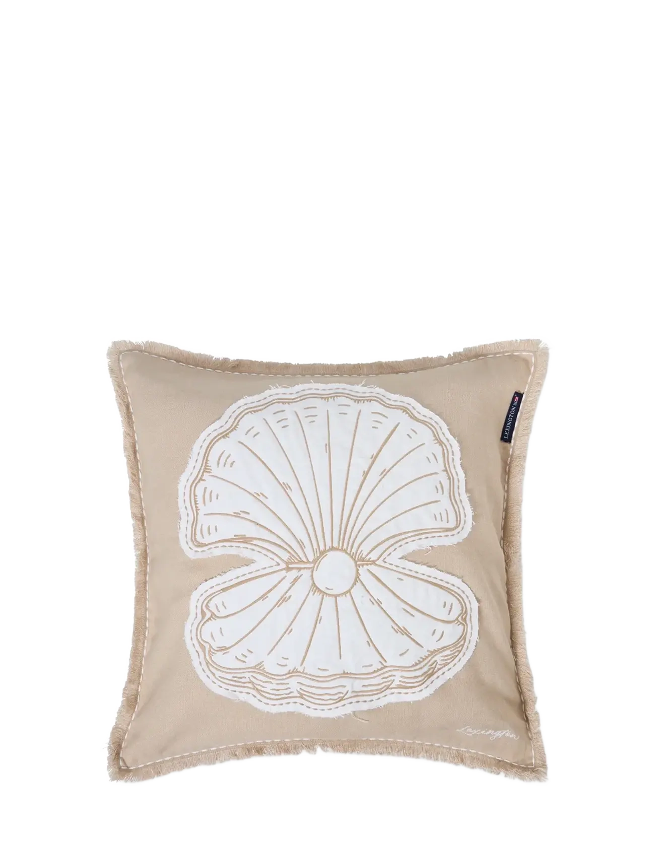 Lexington Home Summer Embroidered Patch Linen/Cotton Pillow Cover - Prydnadskuddar - BEIGE/WHITE / beige