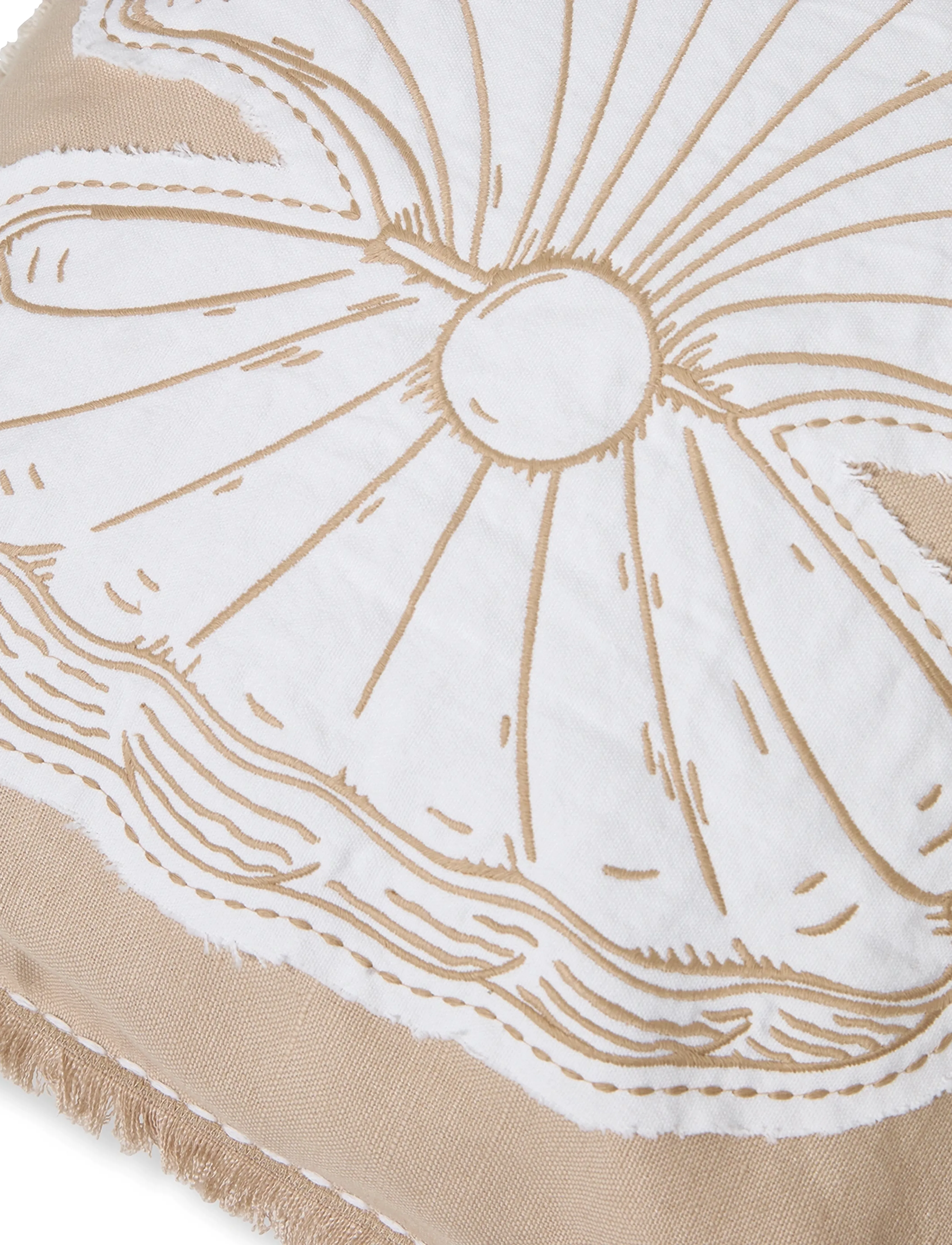 Lexington Home - Summer Embroidered Patch Linen/Cotton Pillow Cover - púðar - beige/white - 2