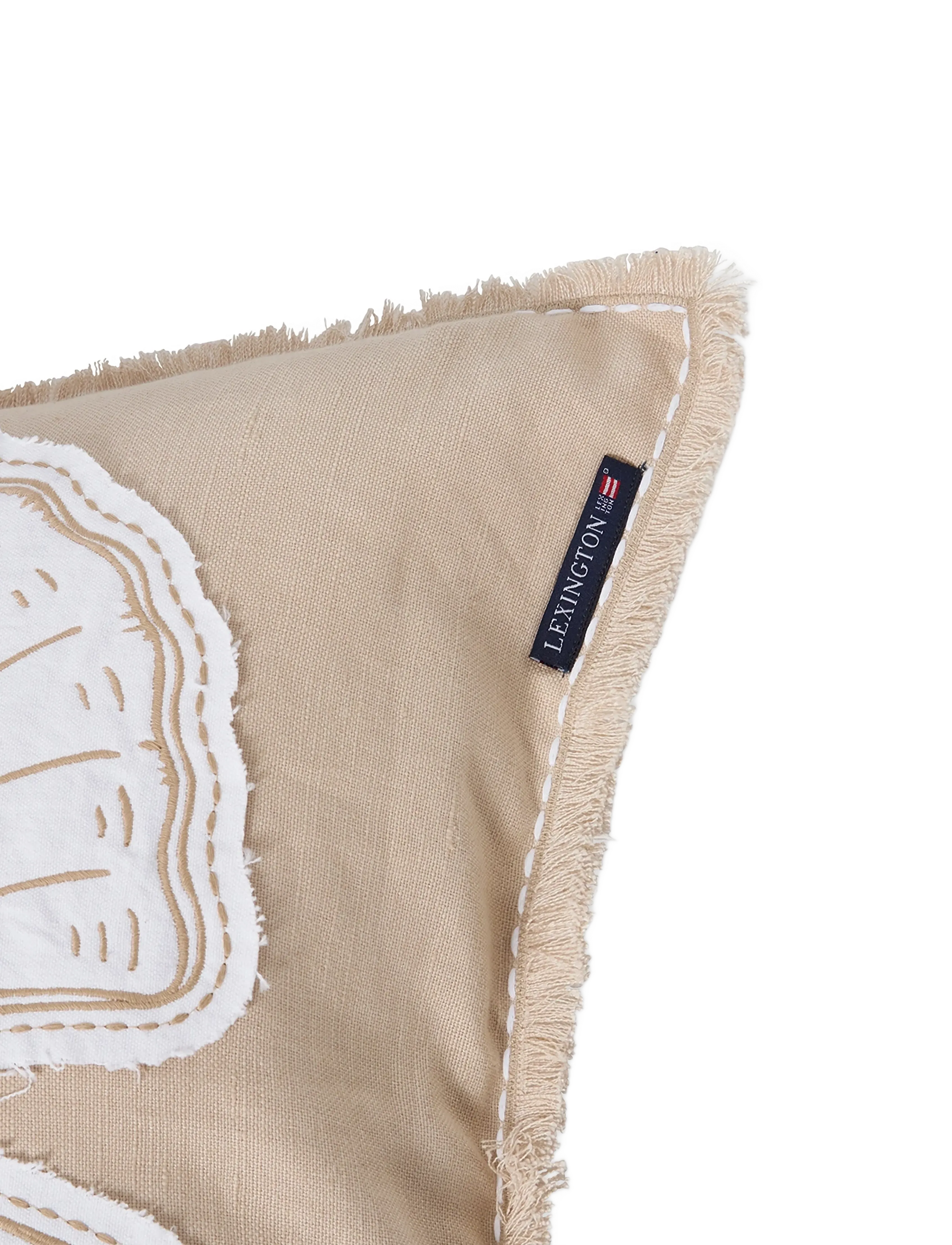 Lexington Home - Summer Embroidered Patch Linen/Cotton Pillow Cover - púðar - beige/white - 3