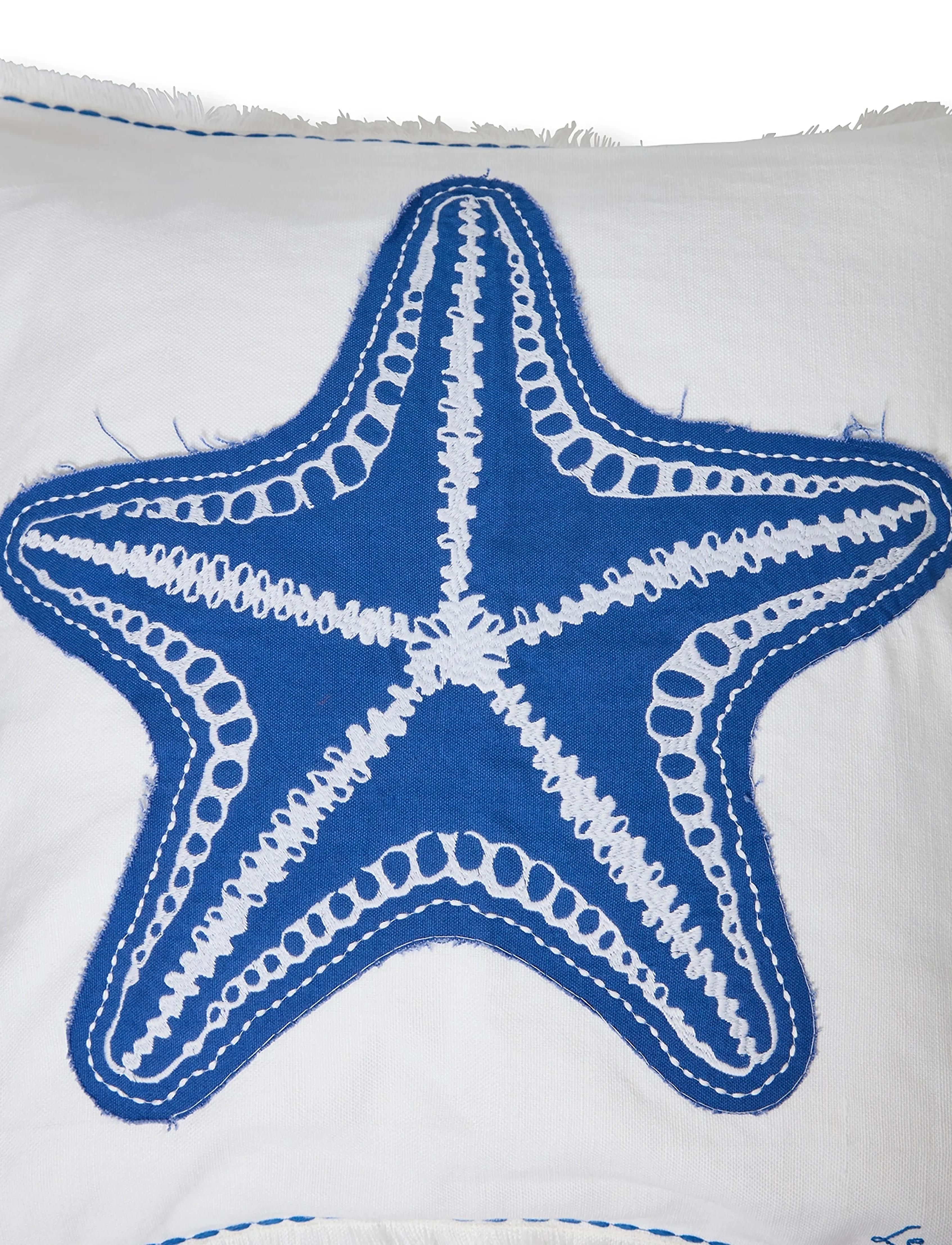 Lexington Home - Summer Embroidered Patch Linen/Cotton Pillow Cover - coussins - white/blue - 1