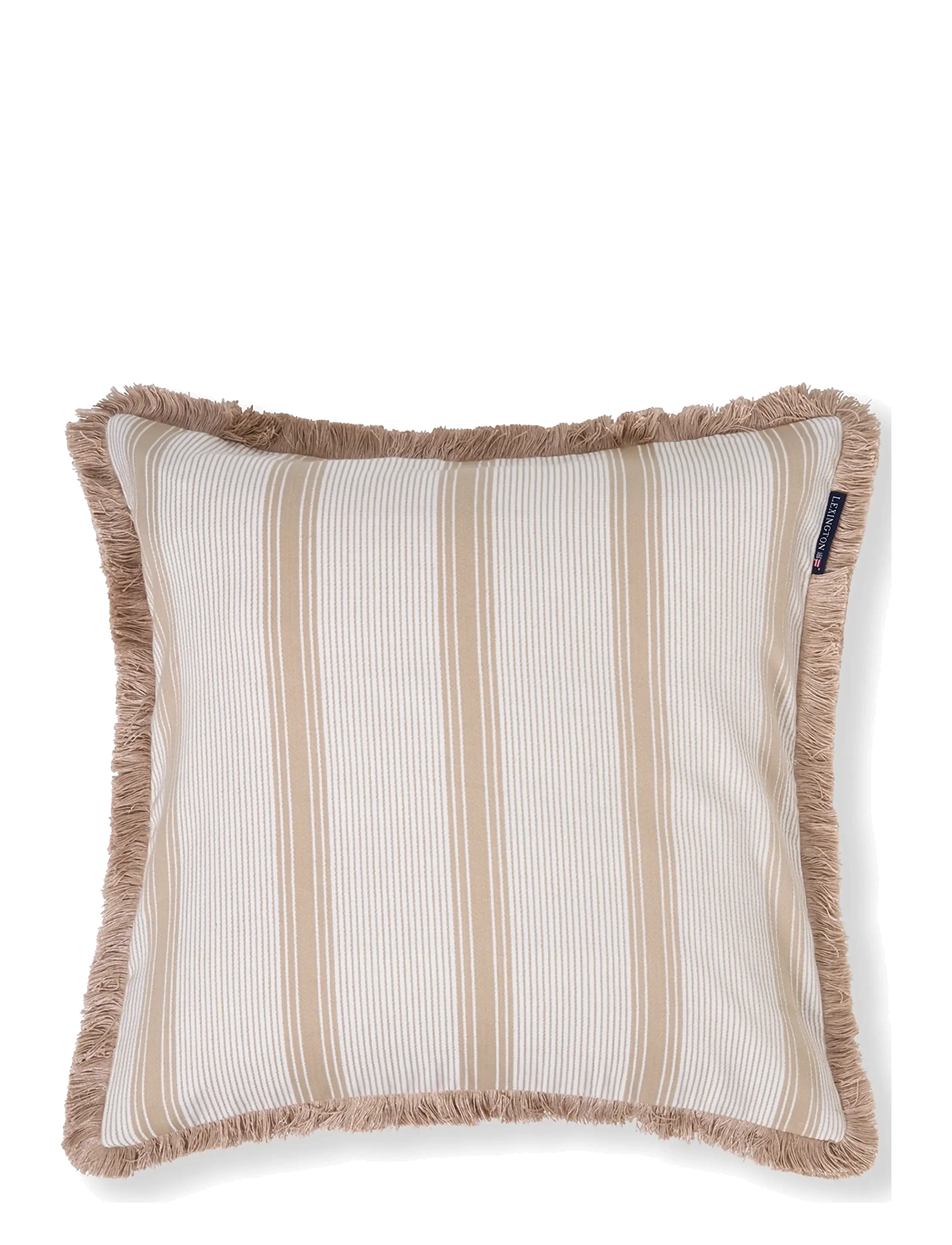 Lexington Home Striped Organic Cotton Fringe Pillow Cover - Deals - BEIGE/WHITE / beige
