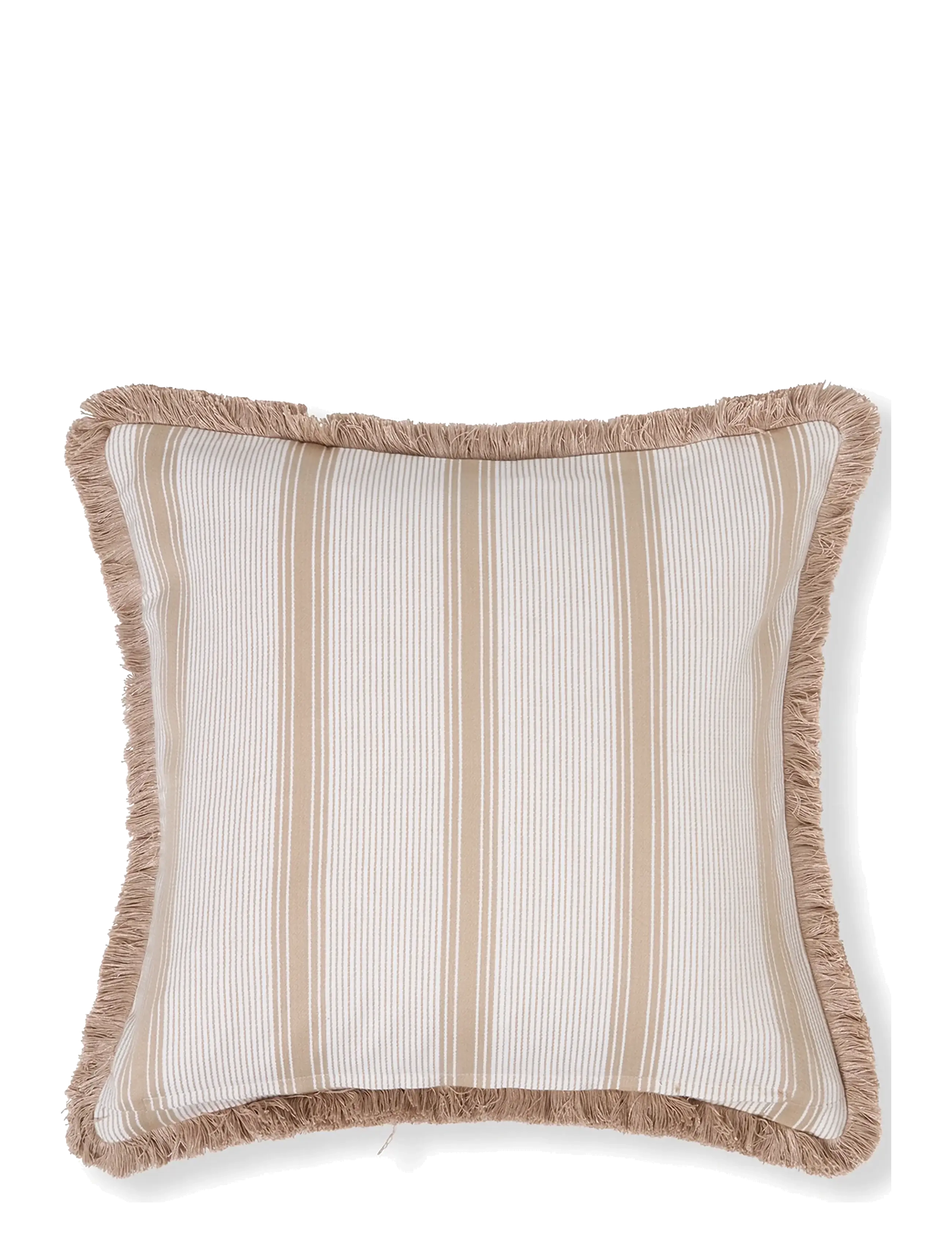 Lexington Home - Striped Organic Cotton Fringe Pillow Cover - kissen - beige/white - 1