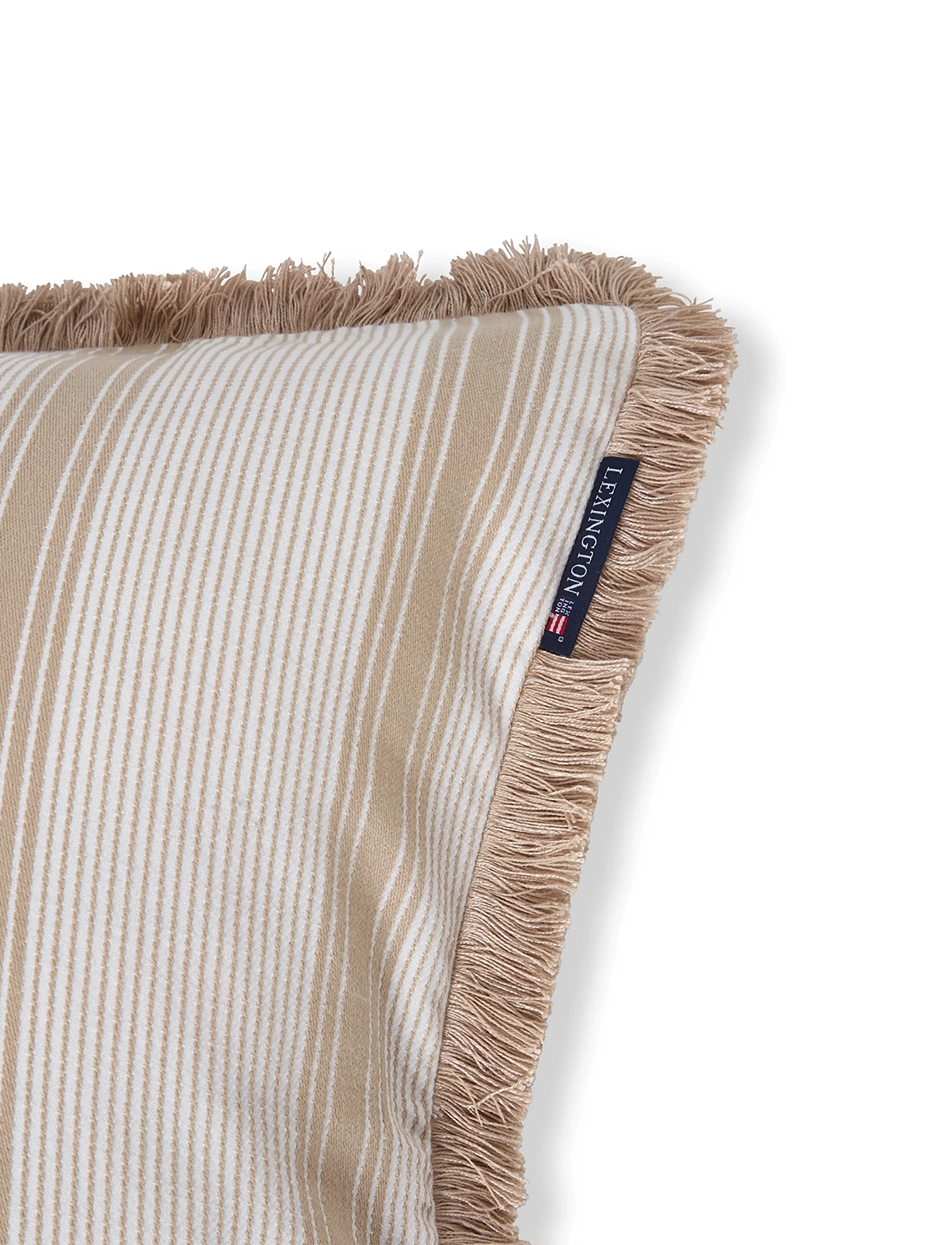 Lexington Home - Striped Organic Cotton Fringe Pillow Cover - kissen - beige/white - 2