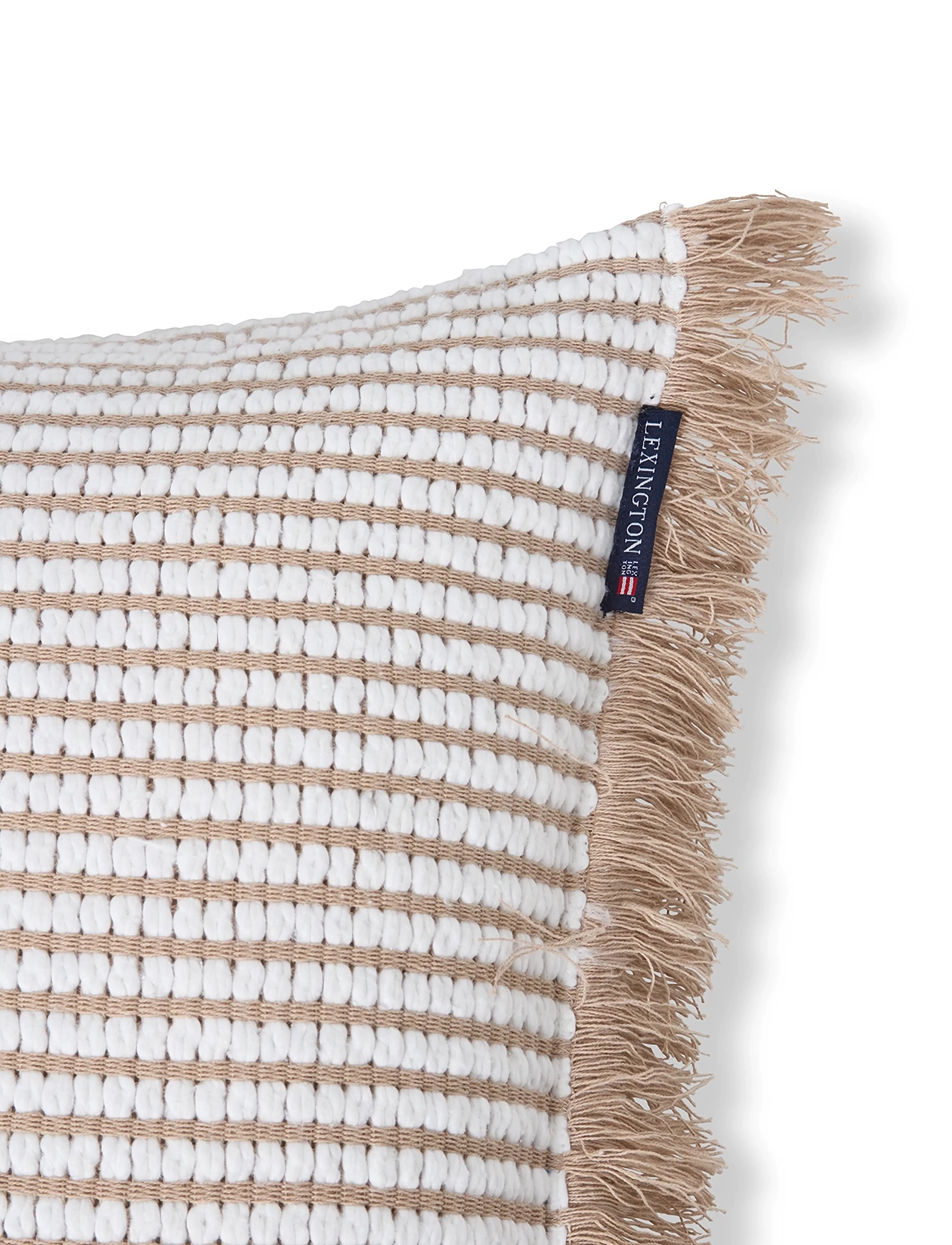Lexington Home - Heavy Striped Organic Cotton Pillow Cover - cushion covers - beige/white - 3