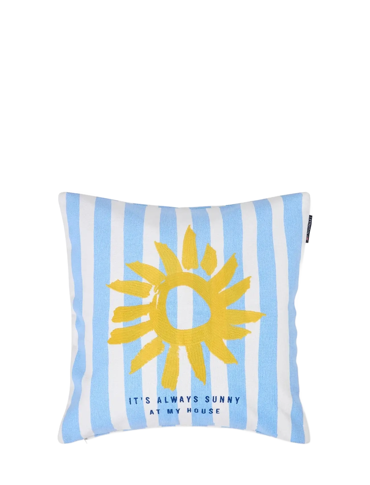 Lexington Home Printed Stripe Summer Organic Cotton Pillow Cover - Spilvendrānas - BLUE/WHITE/YELLOW / blue