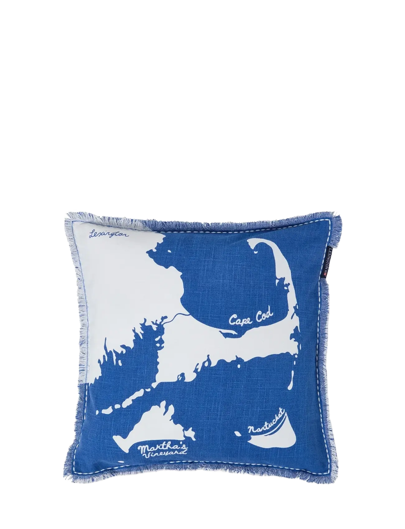 Lexington Home Map Printed Organic Cotton Pillow Cover, Pudebetræk, Blå, Str: 50X50