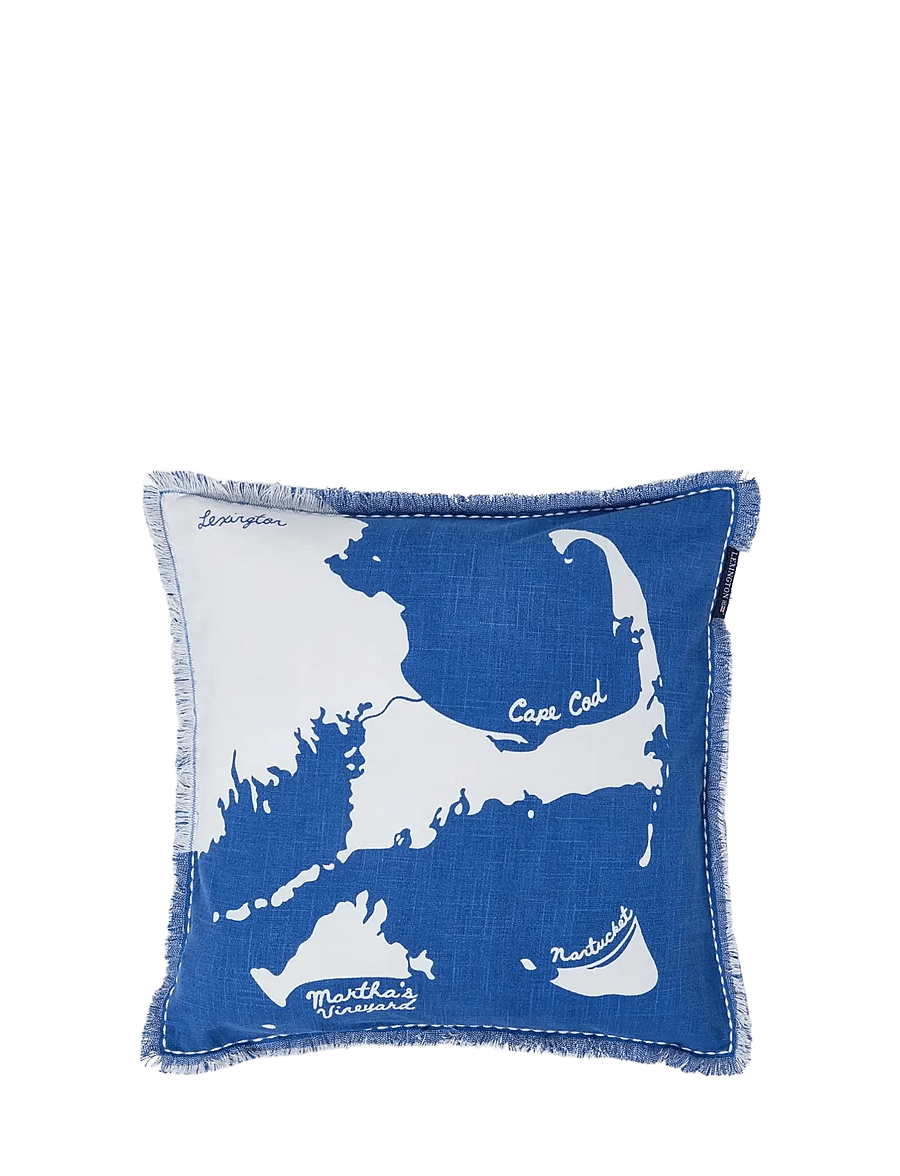 Lexington Home - Map Printed Organic Cotton Pillow Cover - padjakatted - blue/white - 1