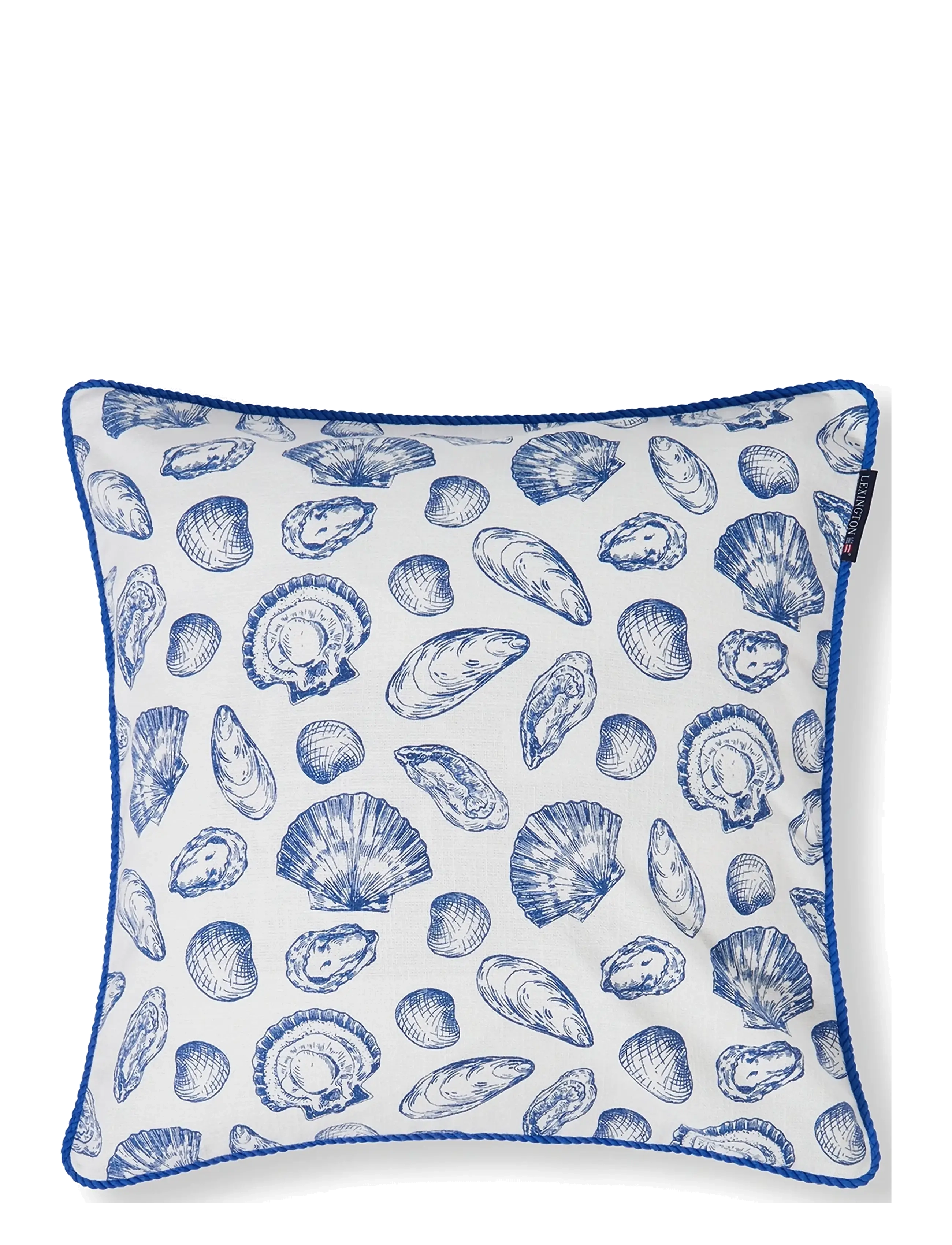 Lexington Home Shell Printed Organic Cotton Pillow Cover - Spilvendrānas - WHITE/BLUE / white