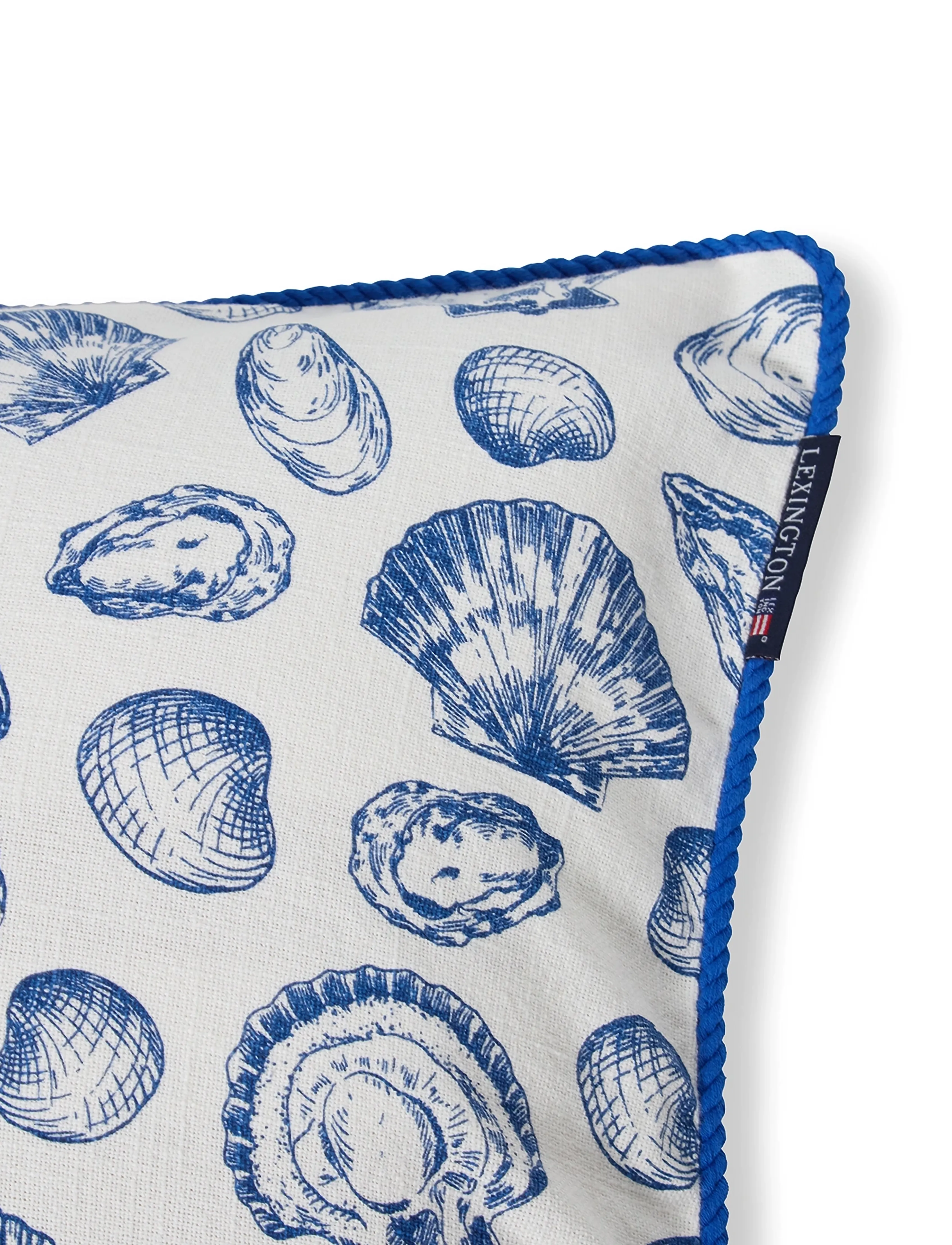 Lexington Home - Shell Printed Organic Cotton Pillow Cover - white/blue - 1