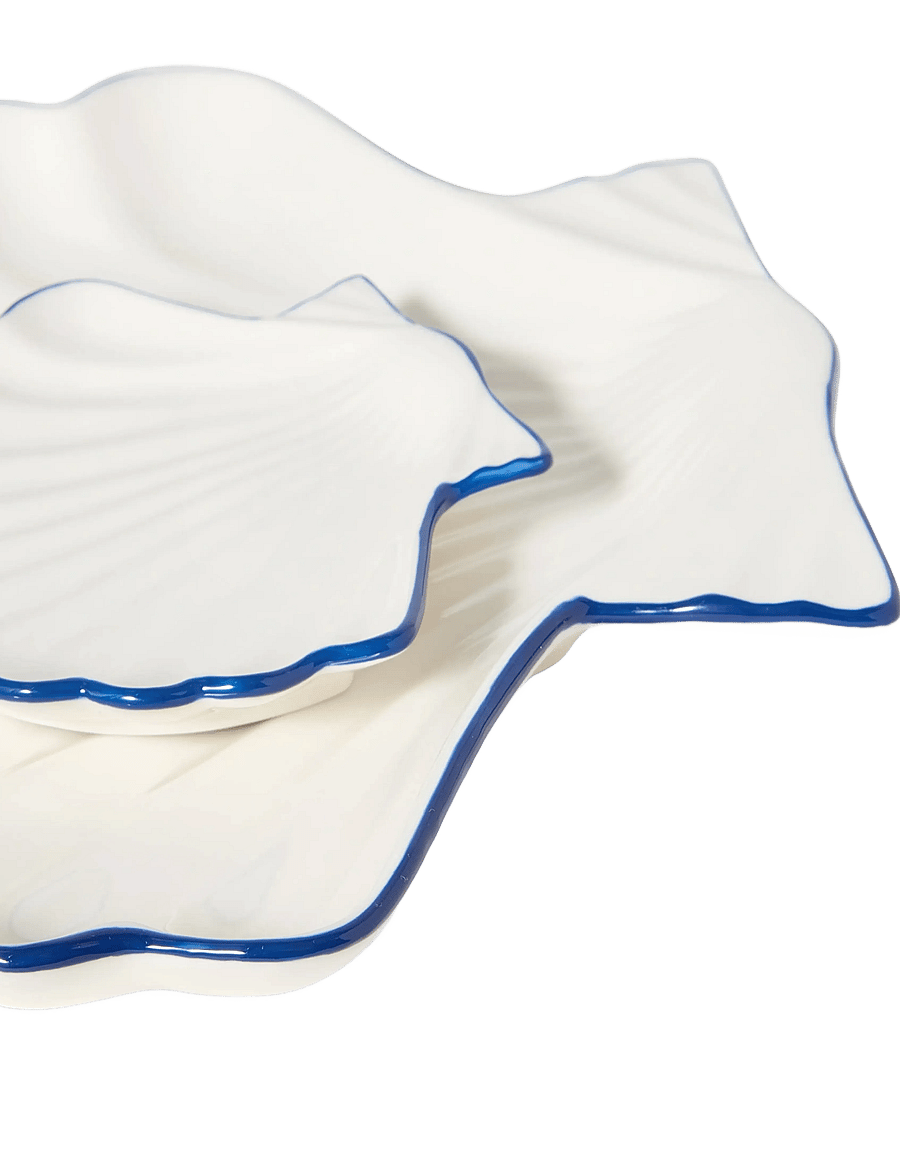 Lexington Home - Stoneware Shell Platter - dekoratiivsed vaagnad - white/blue - 2