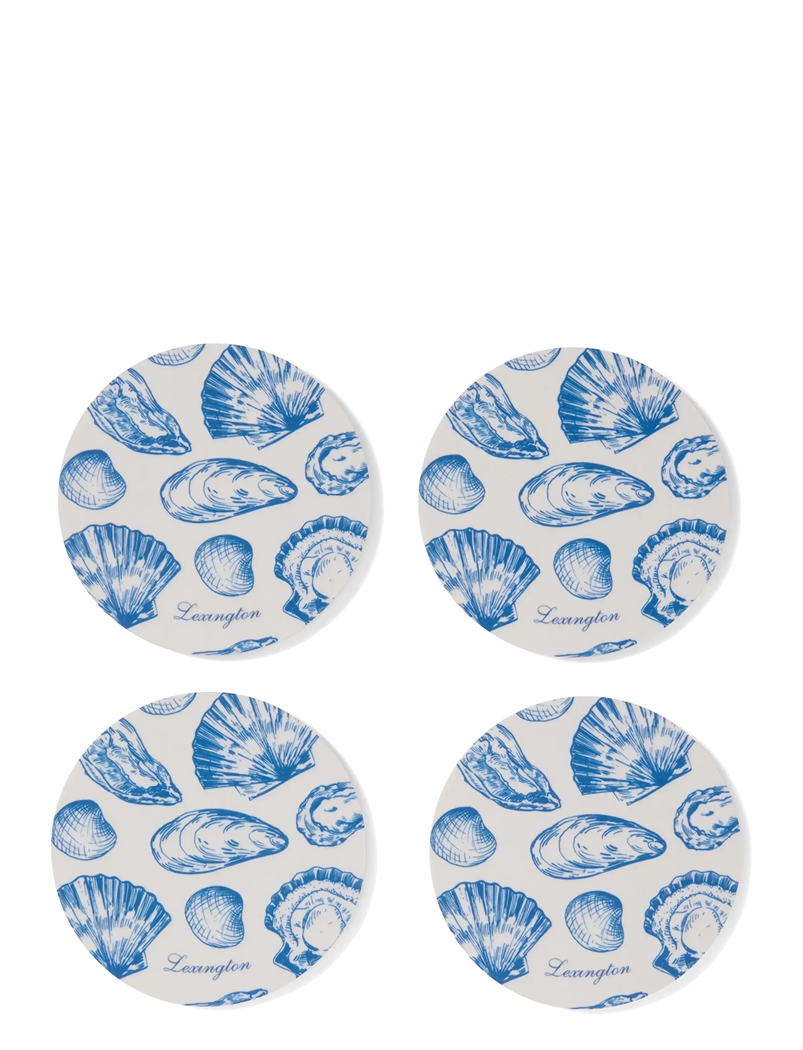 Lexington Home Laminated Double-Sided Coaster Set (set of 4) - Coasters - BLUE/WHITE / blue