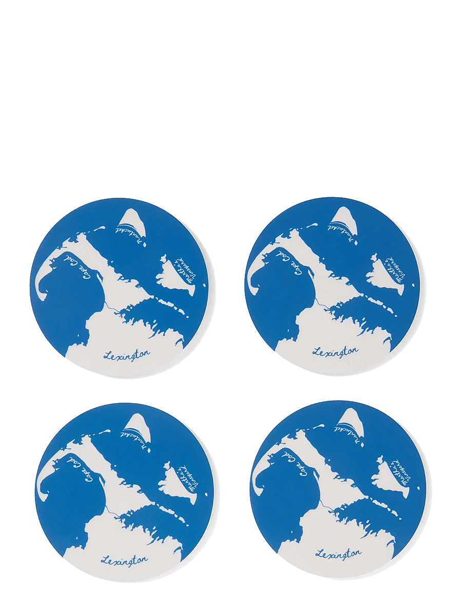 Lexington Home - Laminated Double-Sided Coaster Set (set of 4) - blue/white - 1