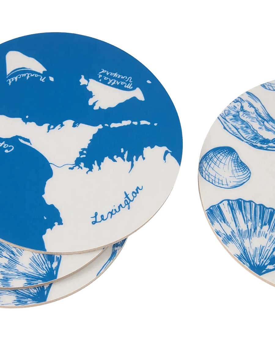 Lexington Home - Laminated Double-Sided Coaster Set (set of 4) - blue/white - 3